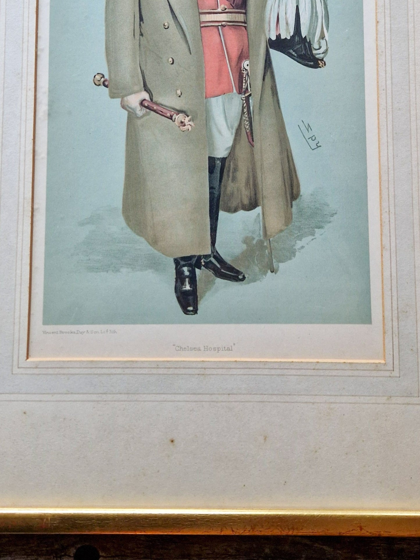 Authentic 1903 Vanity Fair Spy Print – “Chelsea Hospital” | Antique Framed Color Lithograph