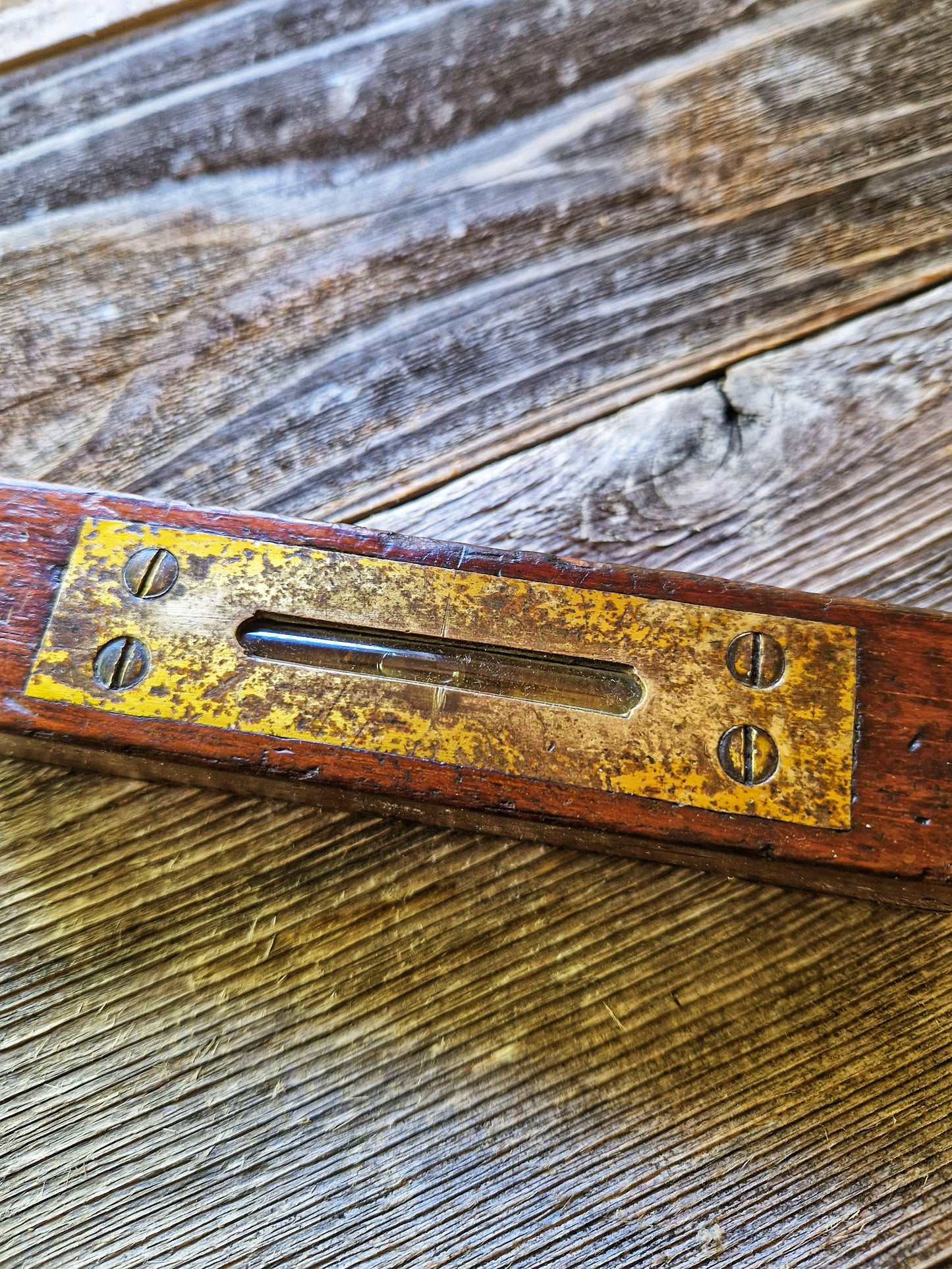 1897 British Wood & Brass Spirit Level
