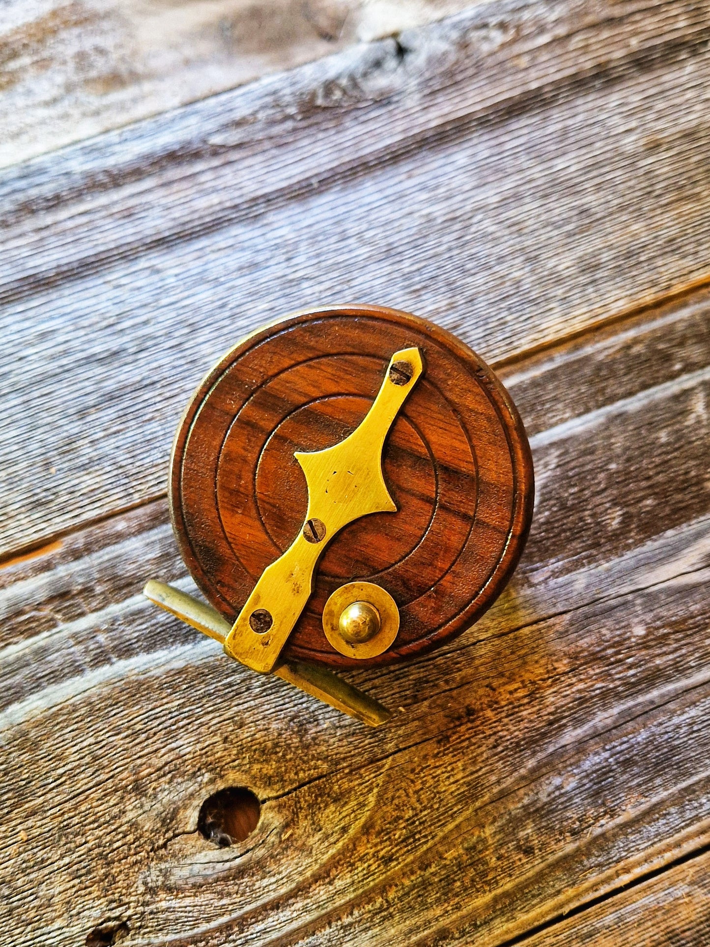 Nottingham Wood & Brass Fishing Reel