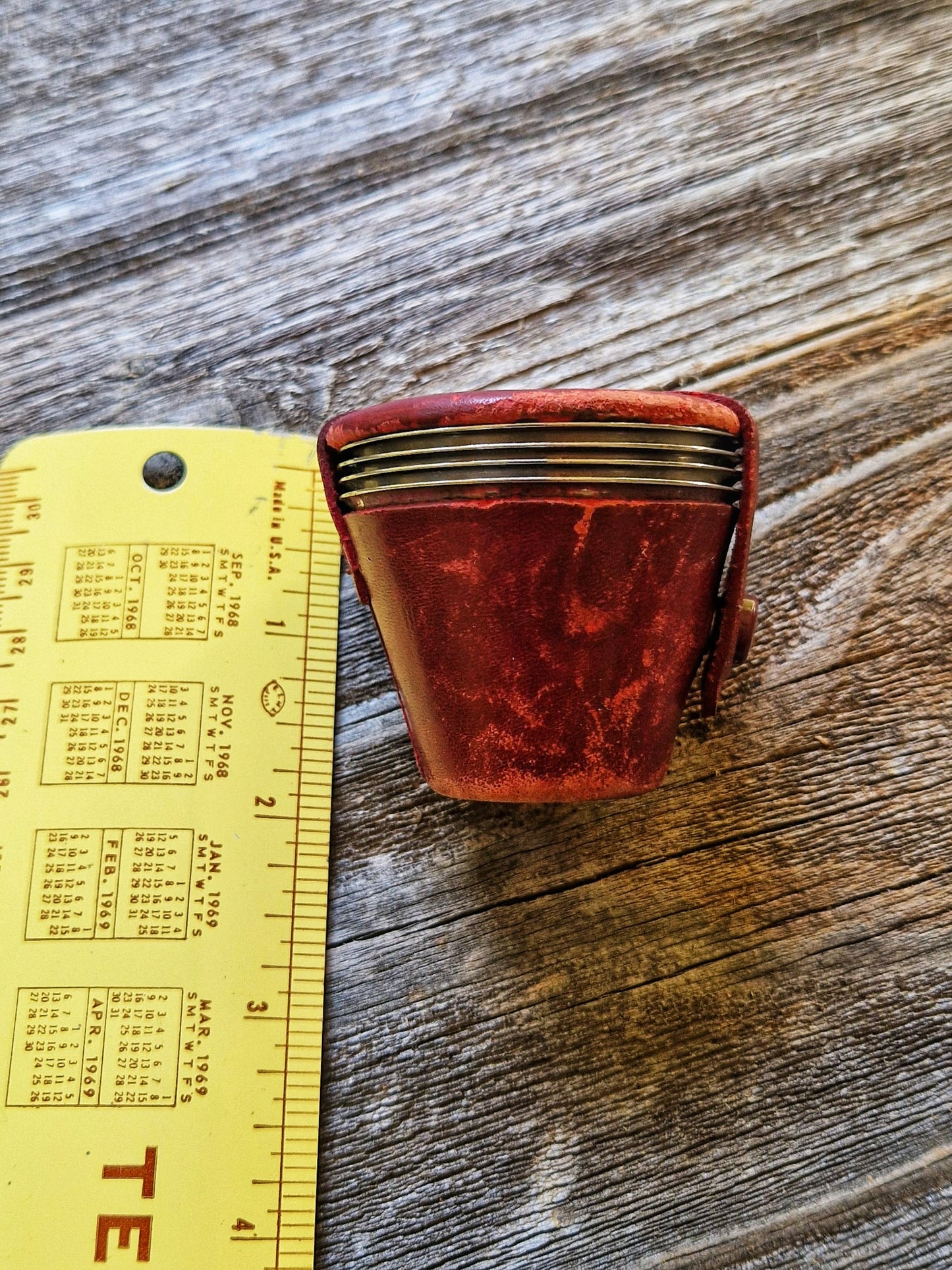 Set of 4 English Stirrup Cups in Red Leather Case