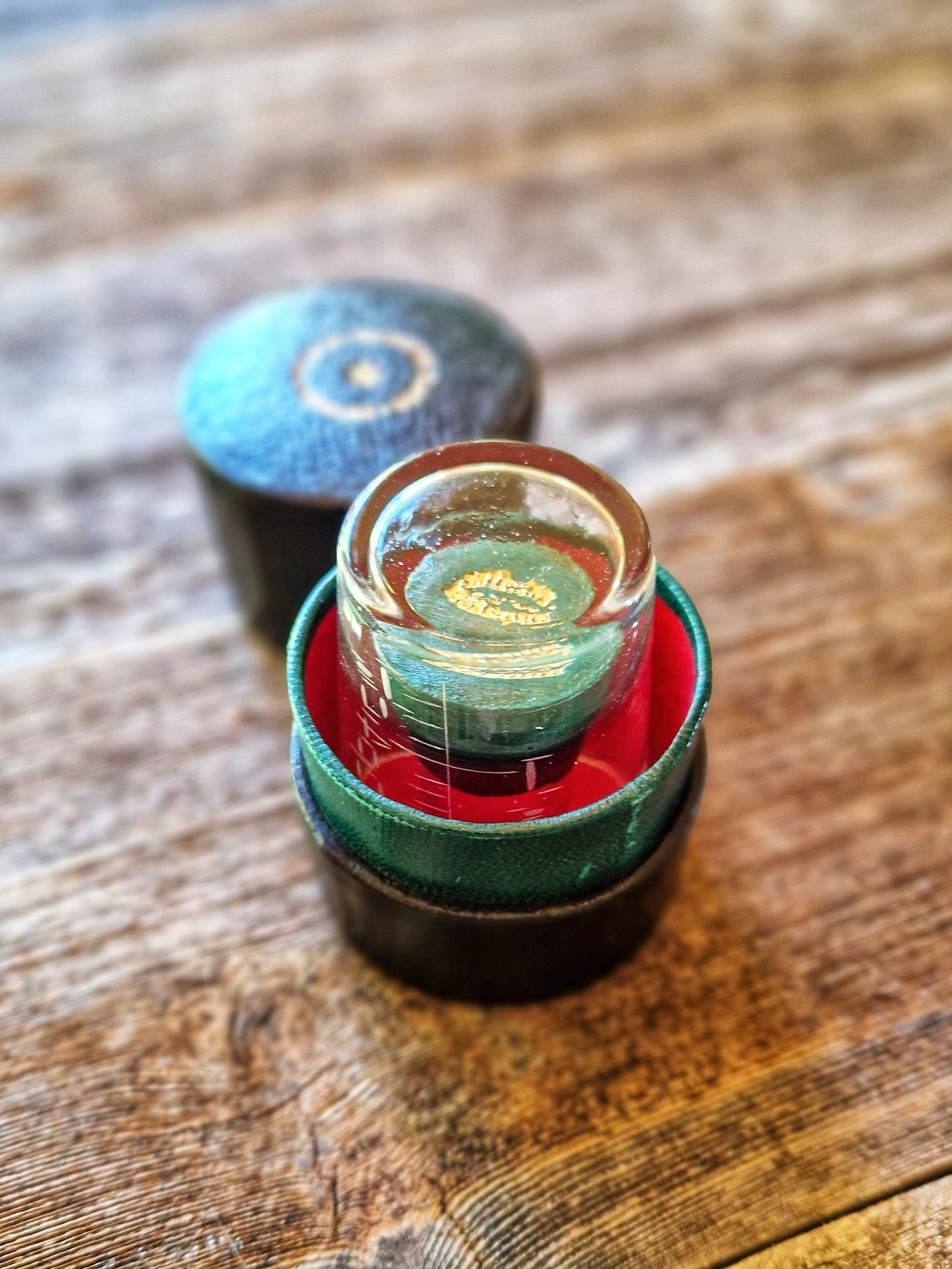 English Medicine Glass & Minim Measure in Leather Case