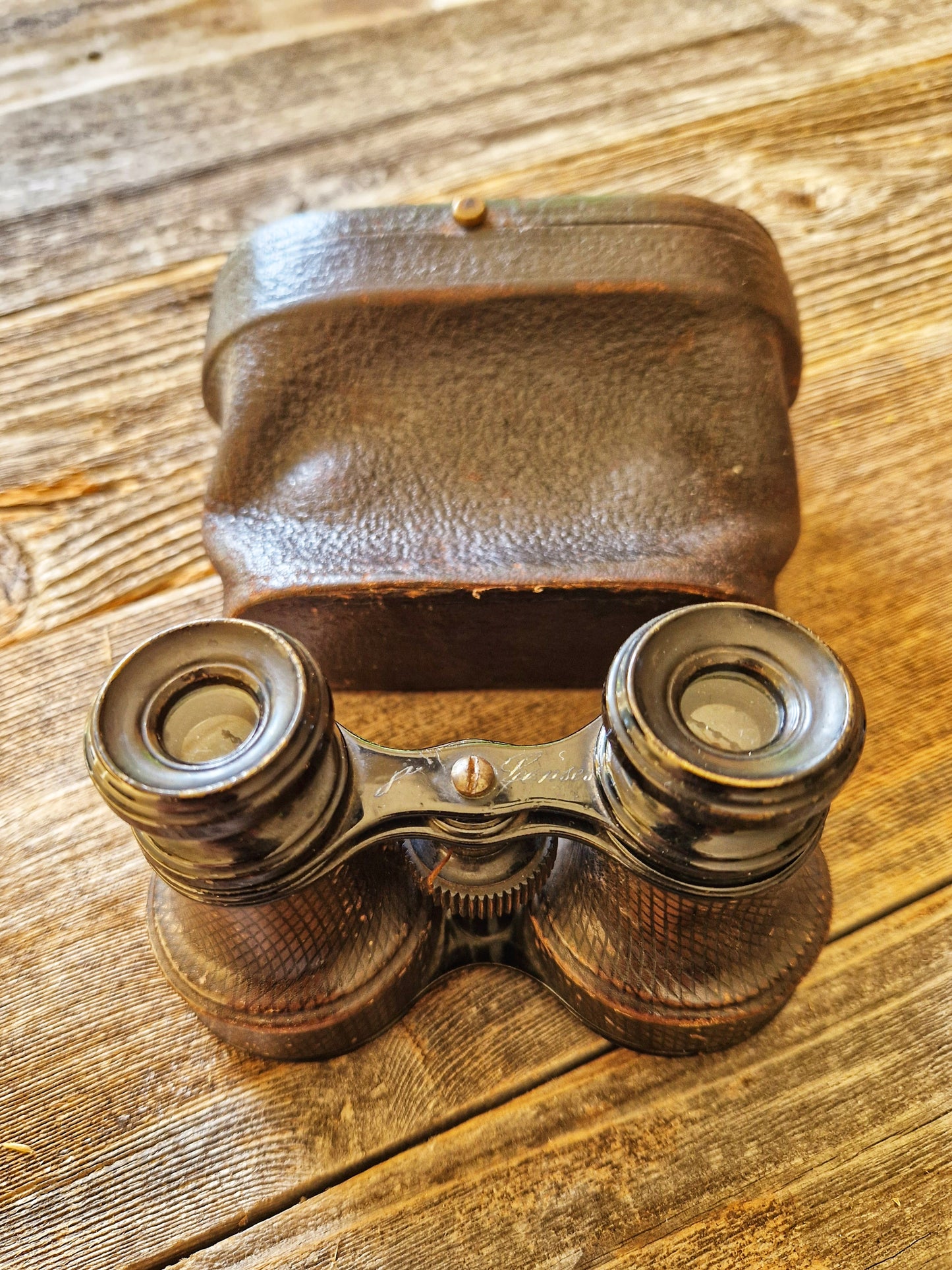 French Leather-covered Binoculars c. 1900