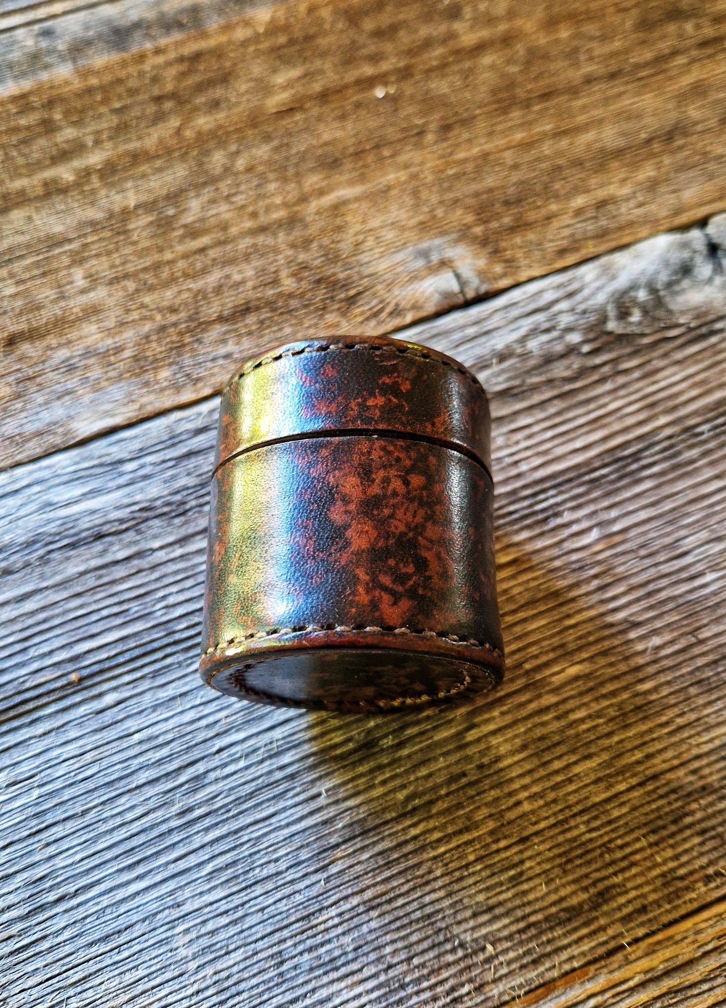 English Leather Collar Stud Box with 18 Original Studs | Vintage Mens Accessory
