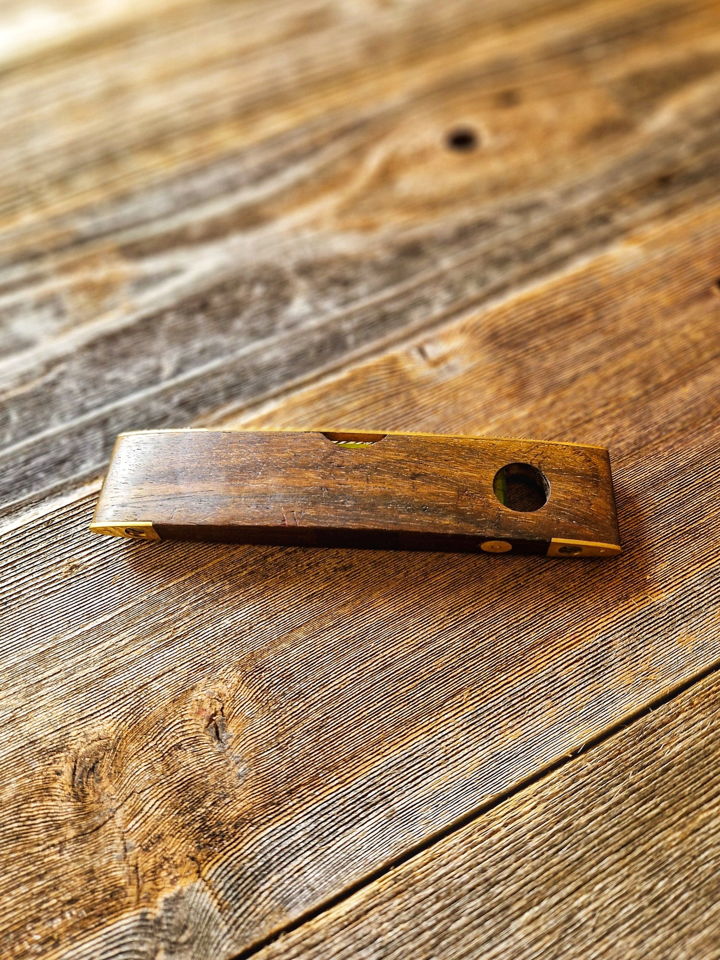 Superb 1950s Rabone Brass & Rosewood Spirit Level