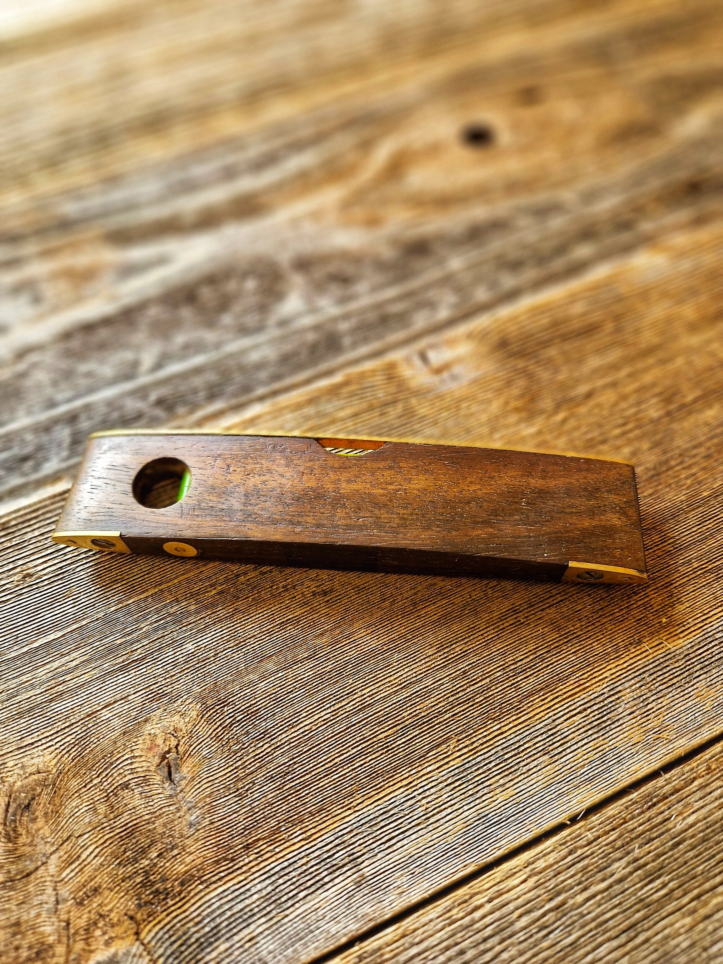 Superb 1950s Rabone Brass & Rosewood Spirit Level