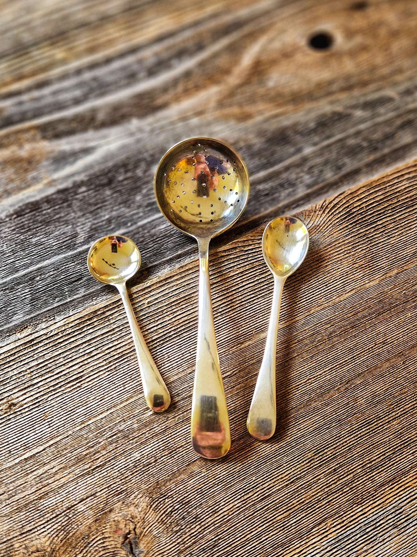 Set of 3 English Silver Plate Spoons, Early 1900s