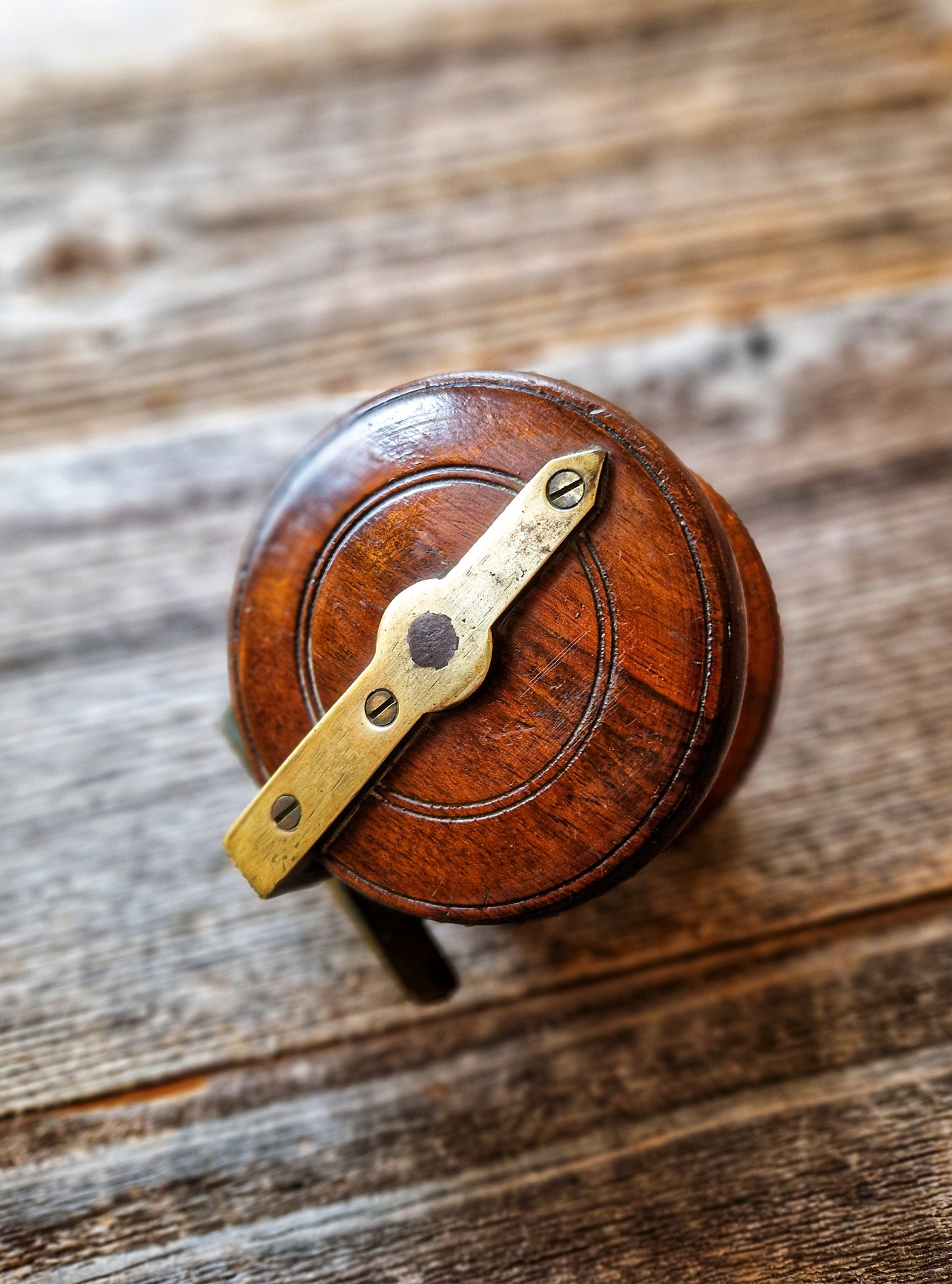 Vintage Early 1900s Nottingham Wood & Brass Fishing Reel