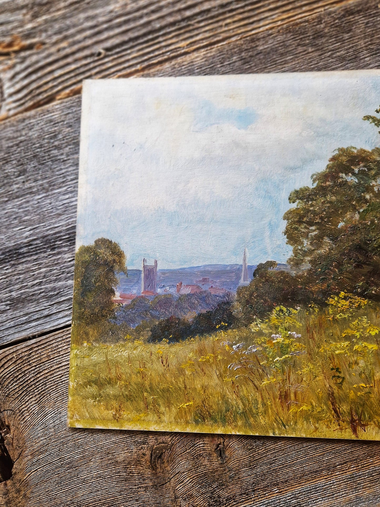 Delightful Victorian 8 x 10 Oil on Board Landscape Painting