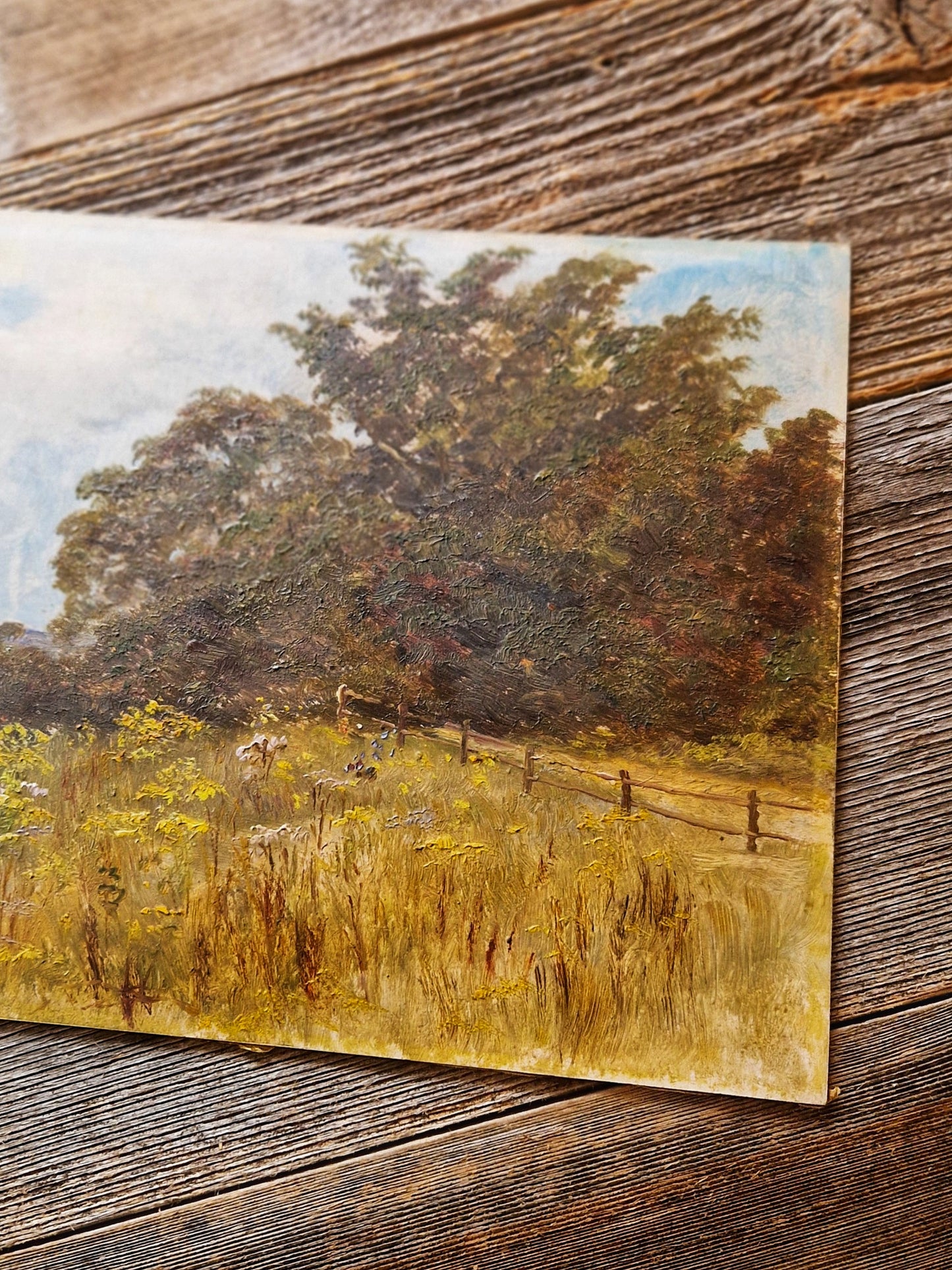 Delightful Victorian 8 x 10 Oil on Board Landscape Painting