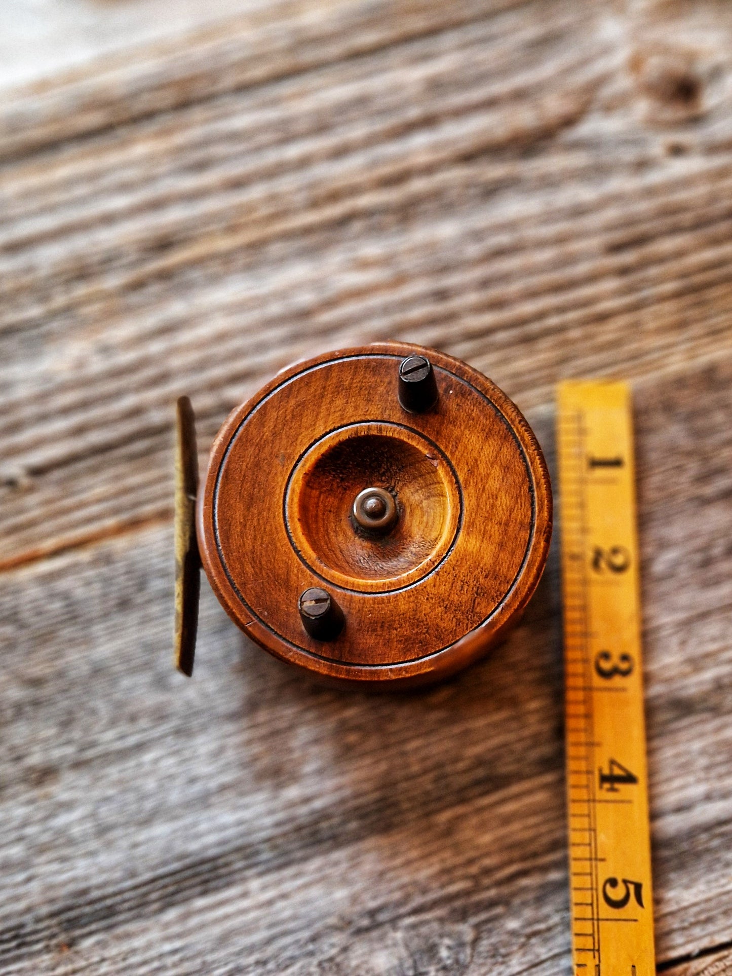 Vintage Nottingham-style Wood & Brass Fishing Reel