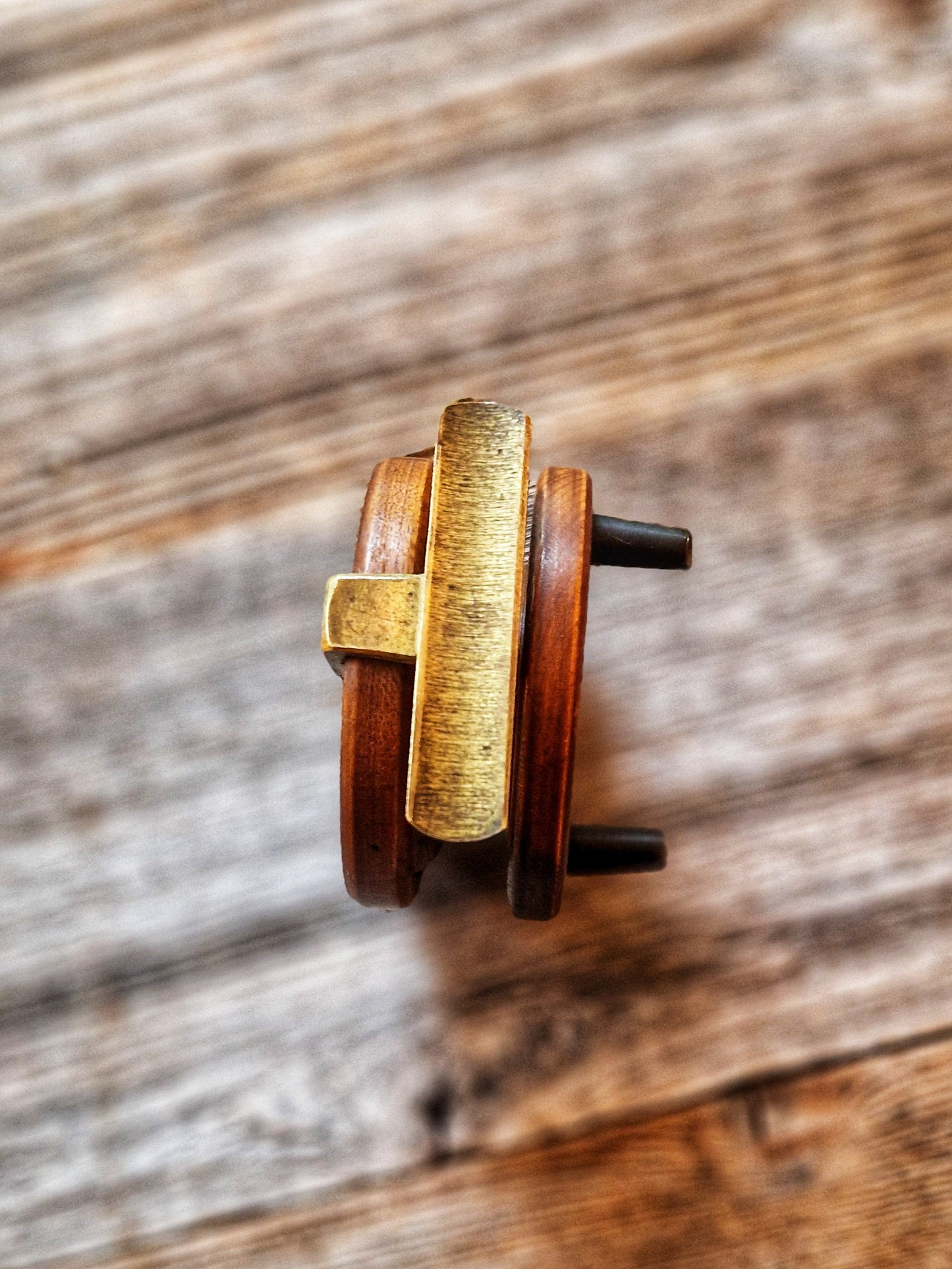 Vintage Nottingham-style Wood & Brass Fishing Reel