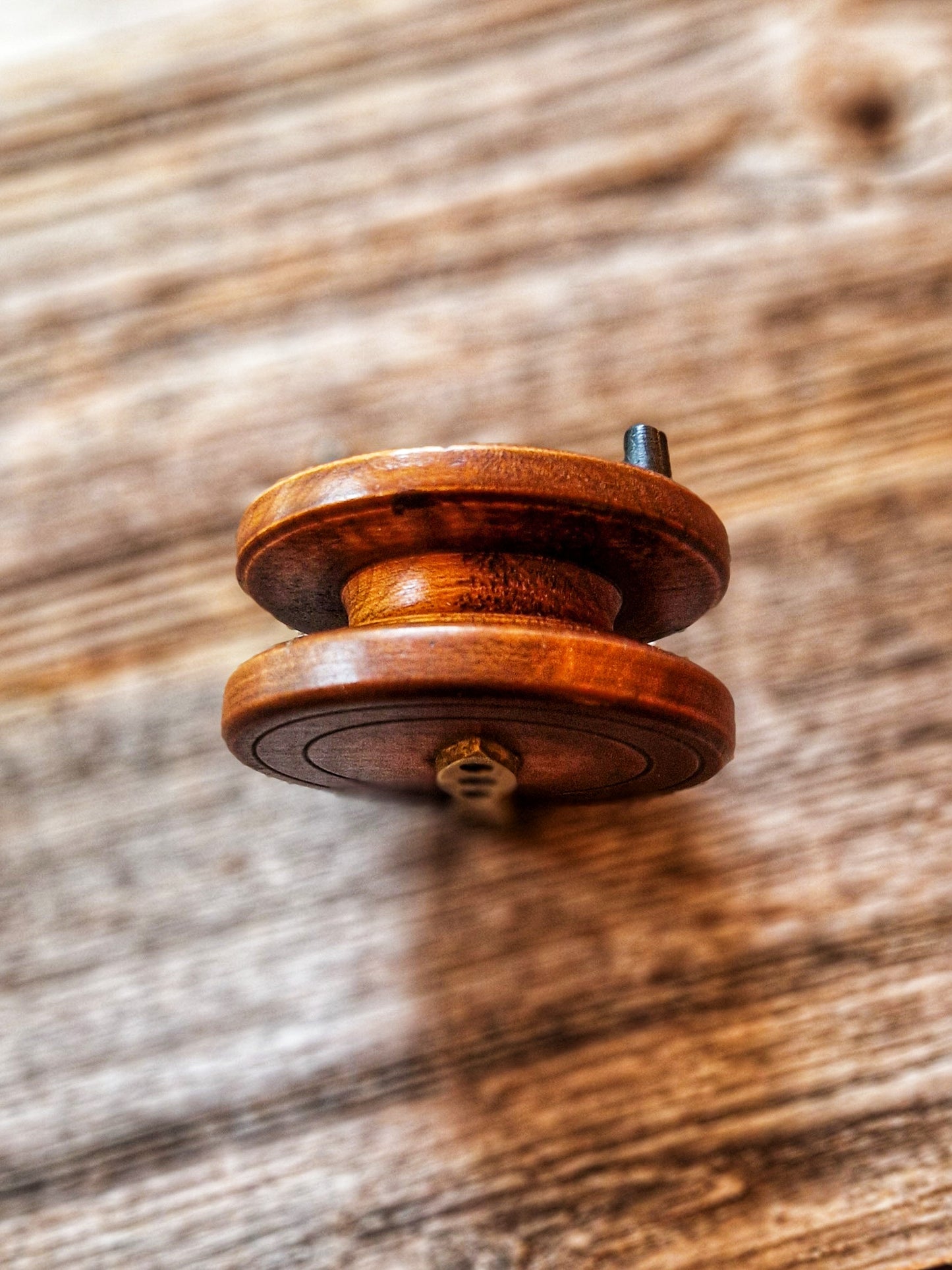 Vintage Nottingham-style Wood & Brass Fishing Reel