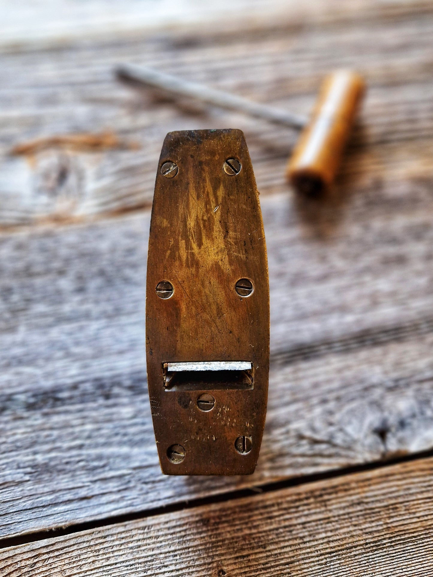 Traditional Vintage Coffin-Style Wood & Brass Smoothing Plane