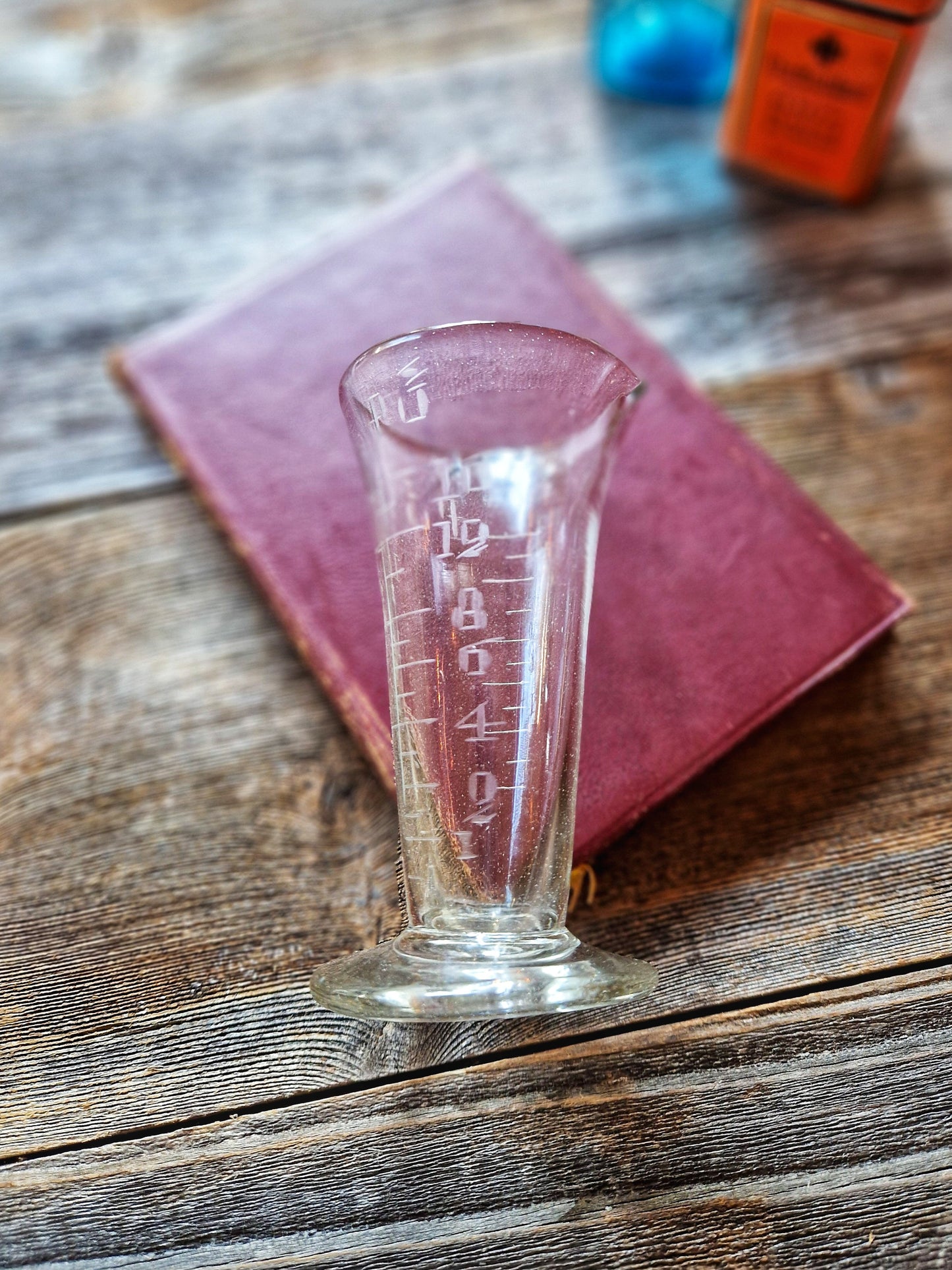 19th Century English Apothecary Glass Measuring Jug