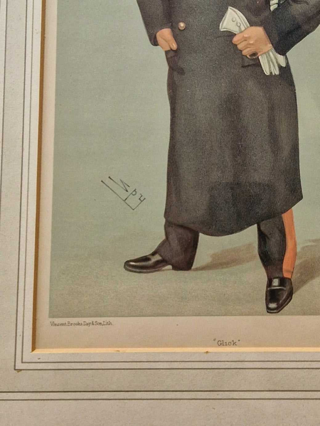 Authentic 1898 Vanity Fair Spy Print – “Glick” | Antique Framed Color Lithograph