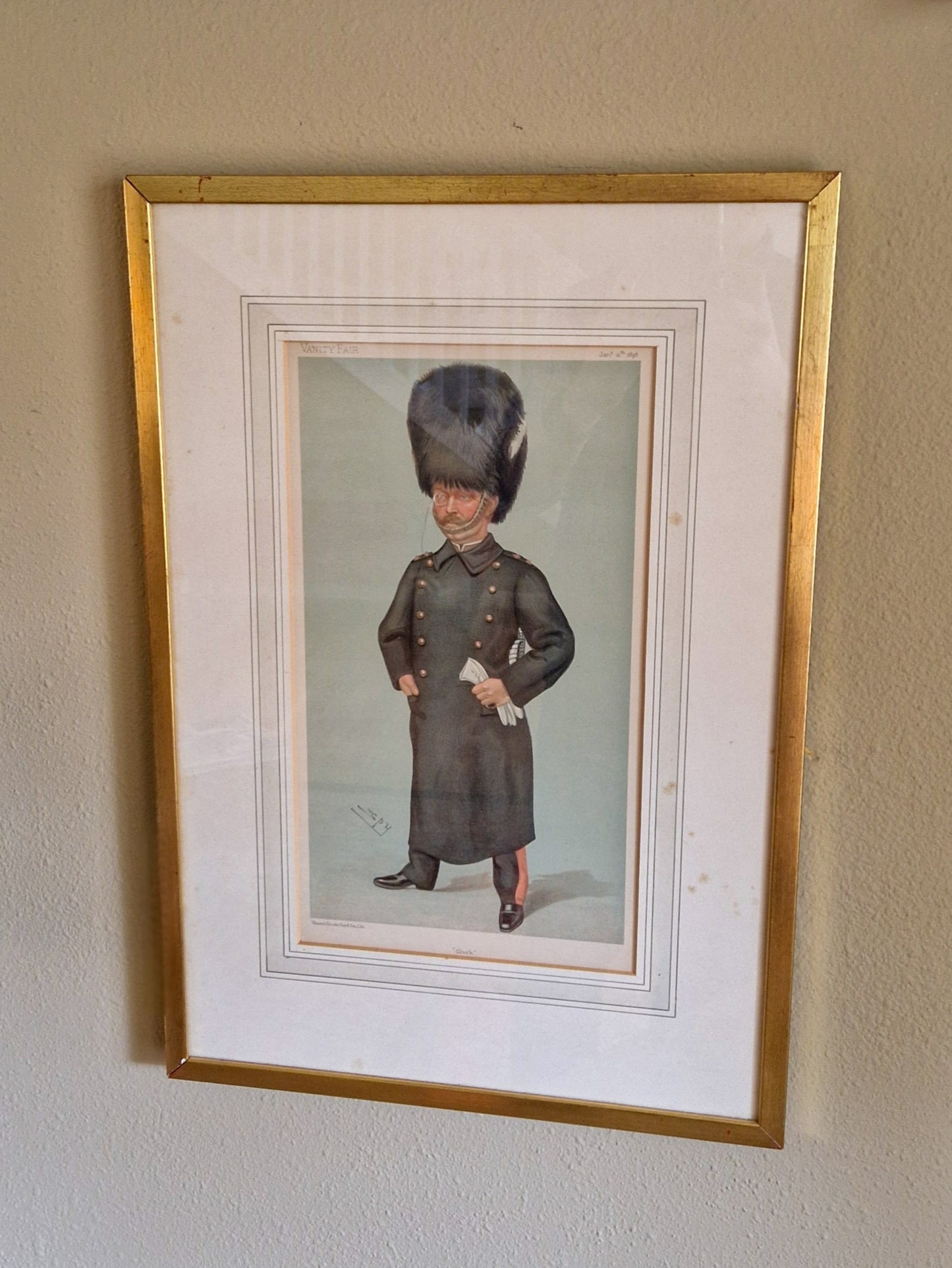 Authentic 1898 Vanity Fair Spy Print – “Glick” | Antique Framed Color Lithograph