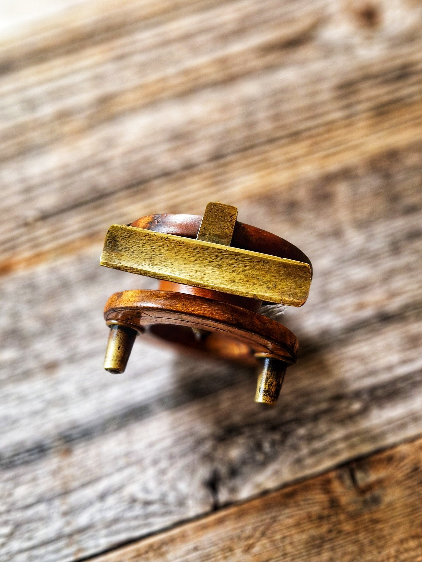 Vintage Nottingham-style Wood & Brass Fishing Reel