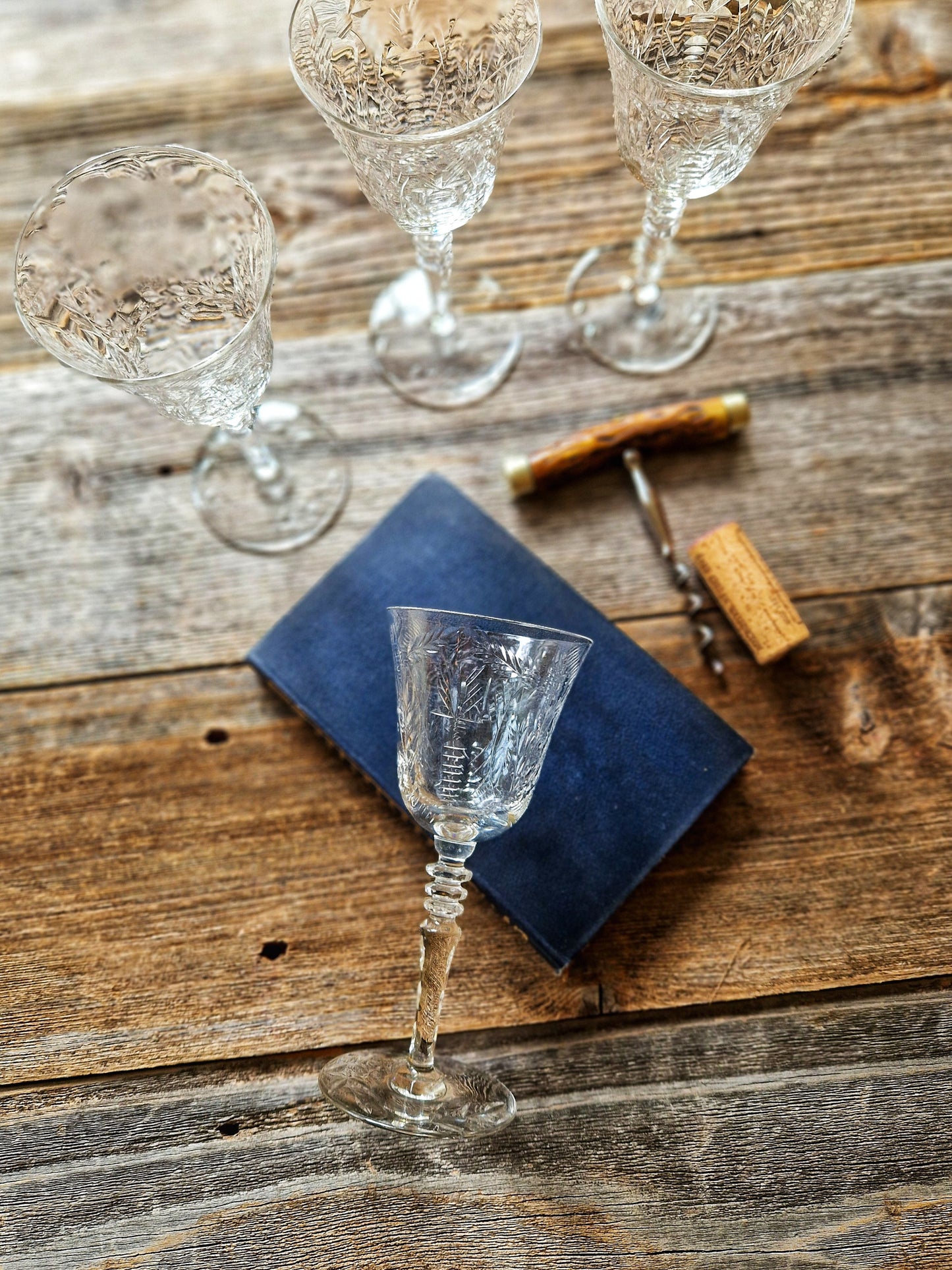 Mid-century Rock Sharpe Fernwood Wine Glasses (Set of 4)