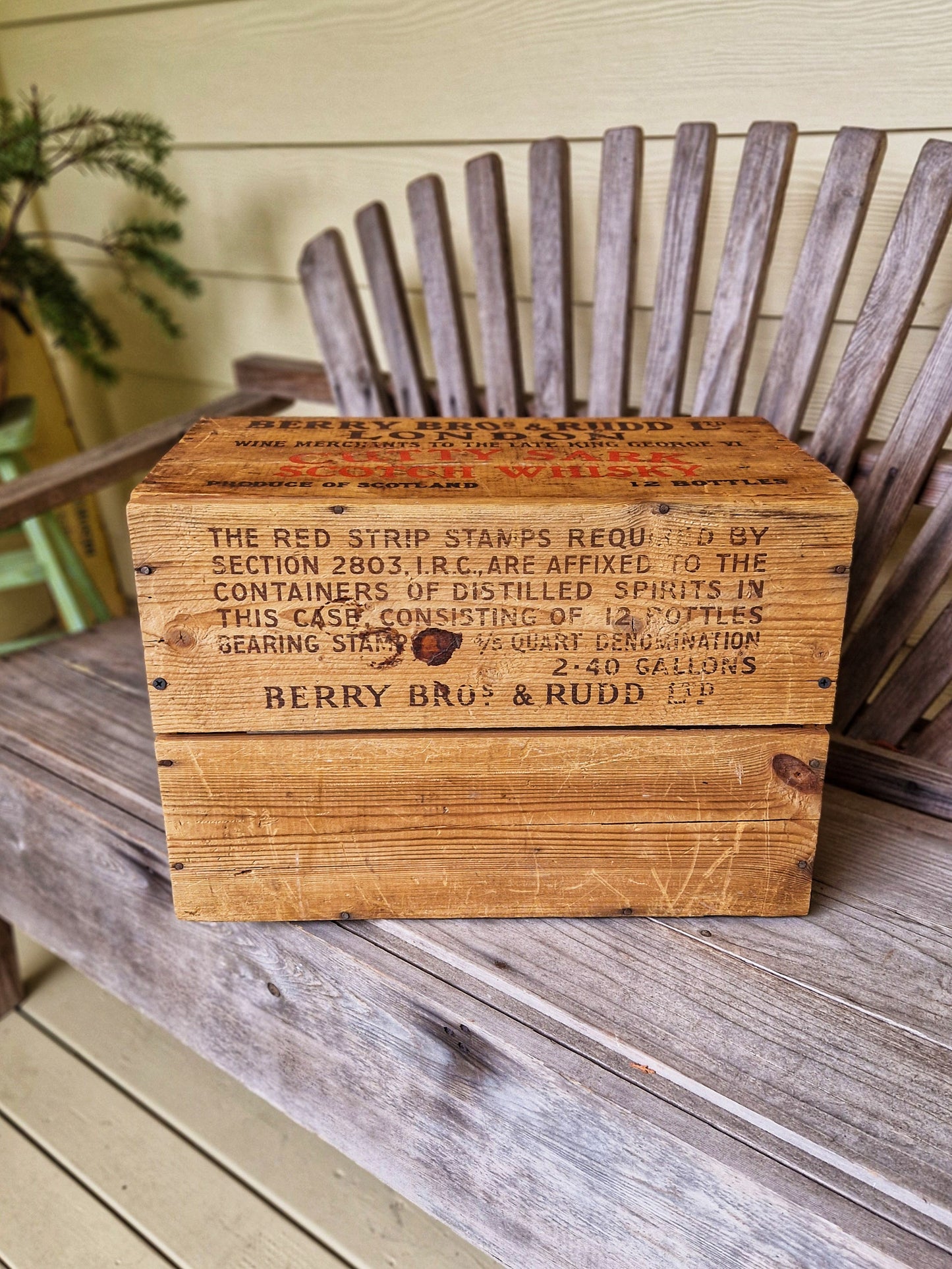Exceptional Vintage 1950s Berry Bros & Rudd “Cutty Sark” Wood Crate