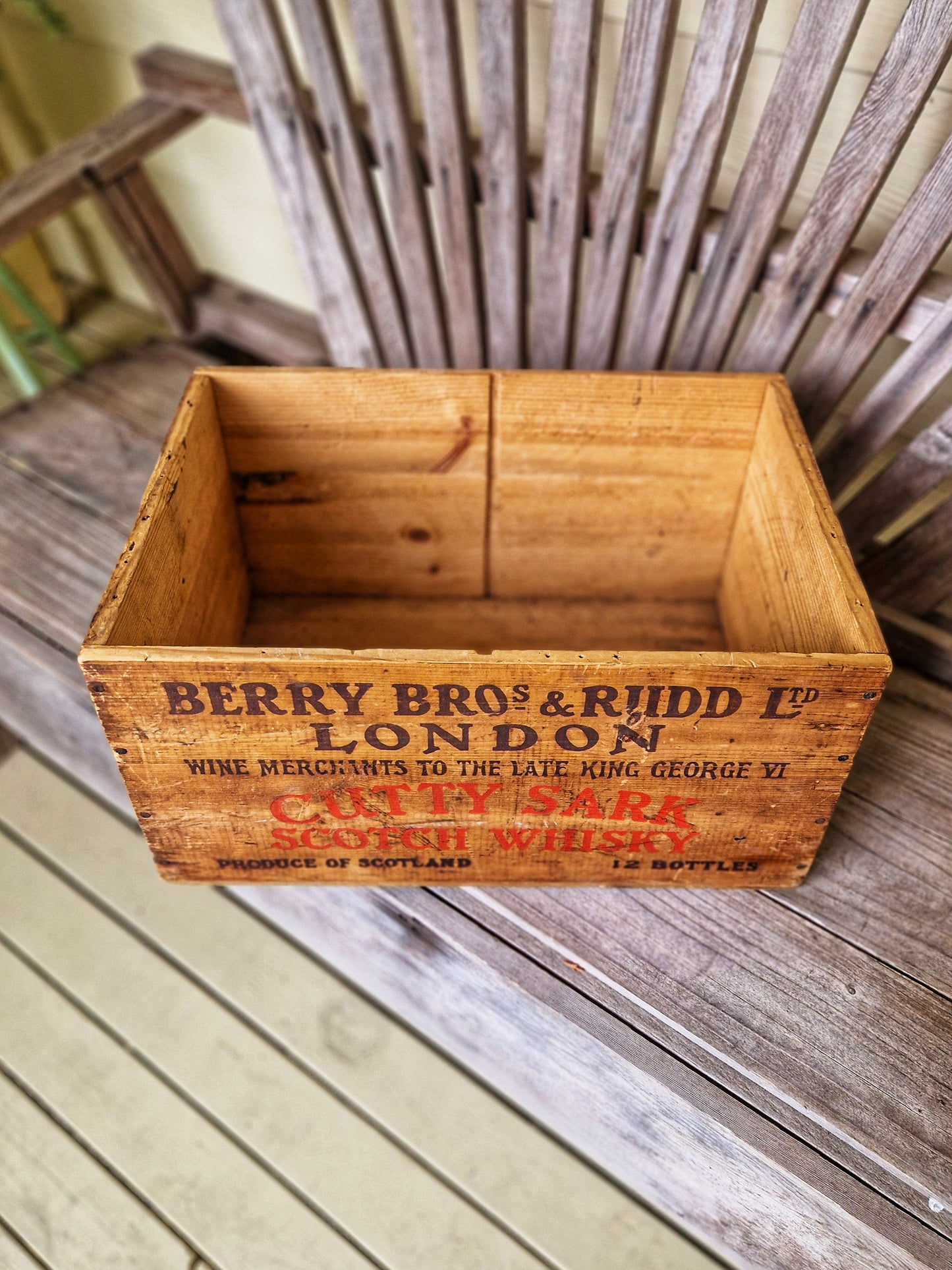 Exceptional Vintage 1950s Berry Bros & Rudd “Cutty Sark” Wood Crate