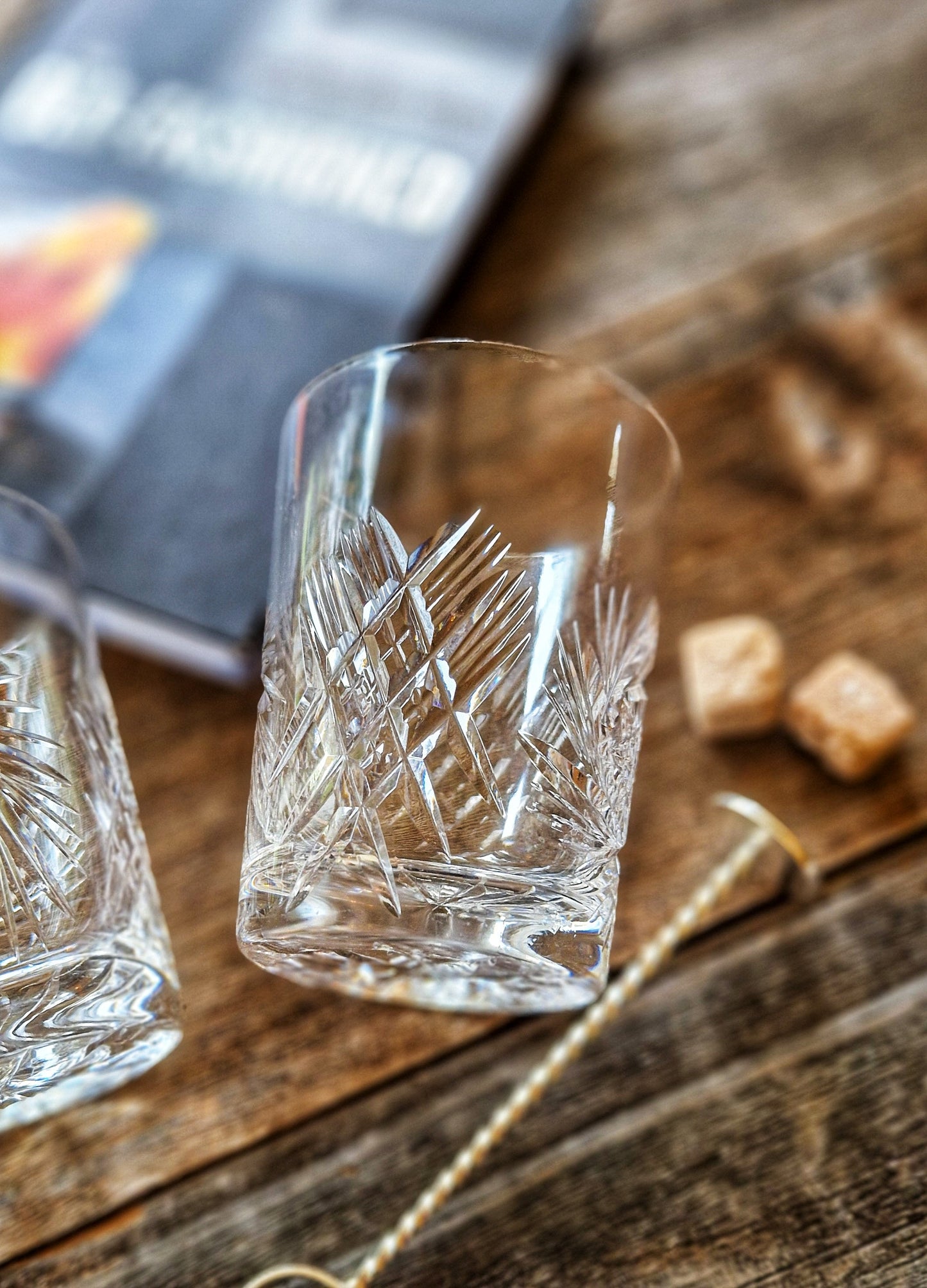 Pair of ABP Cut-Glass Tumblers (1910-1920) & Silver-Plate Muddler