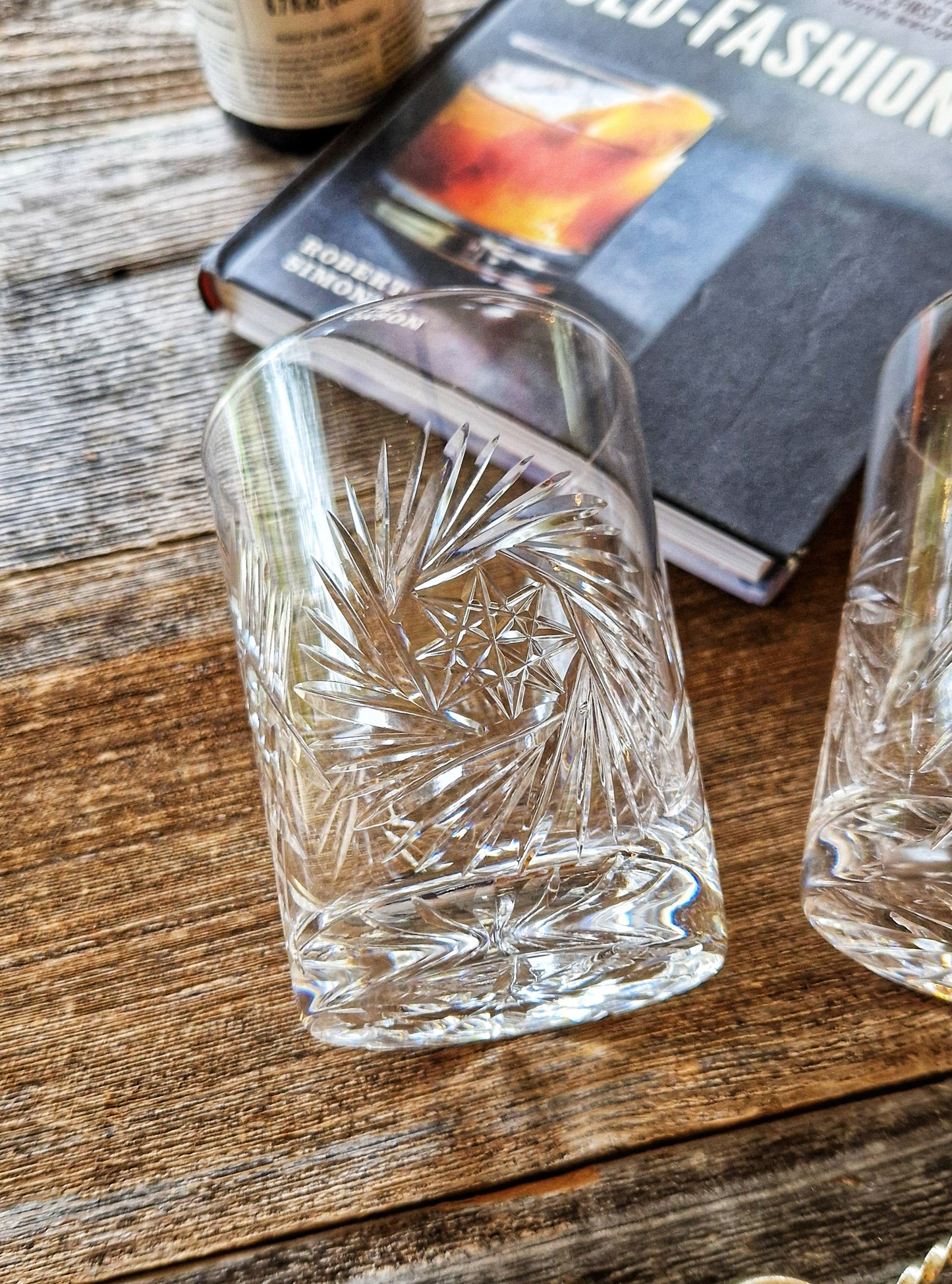 Pair of ABP Cut-Glass Tumblers (1910-1920) & Silver-Plate Muddler