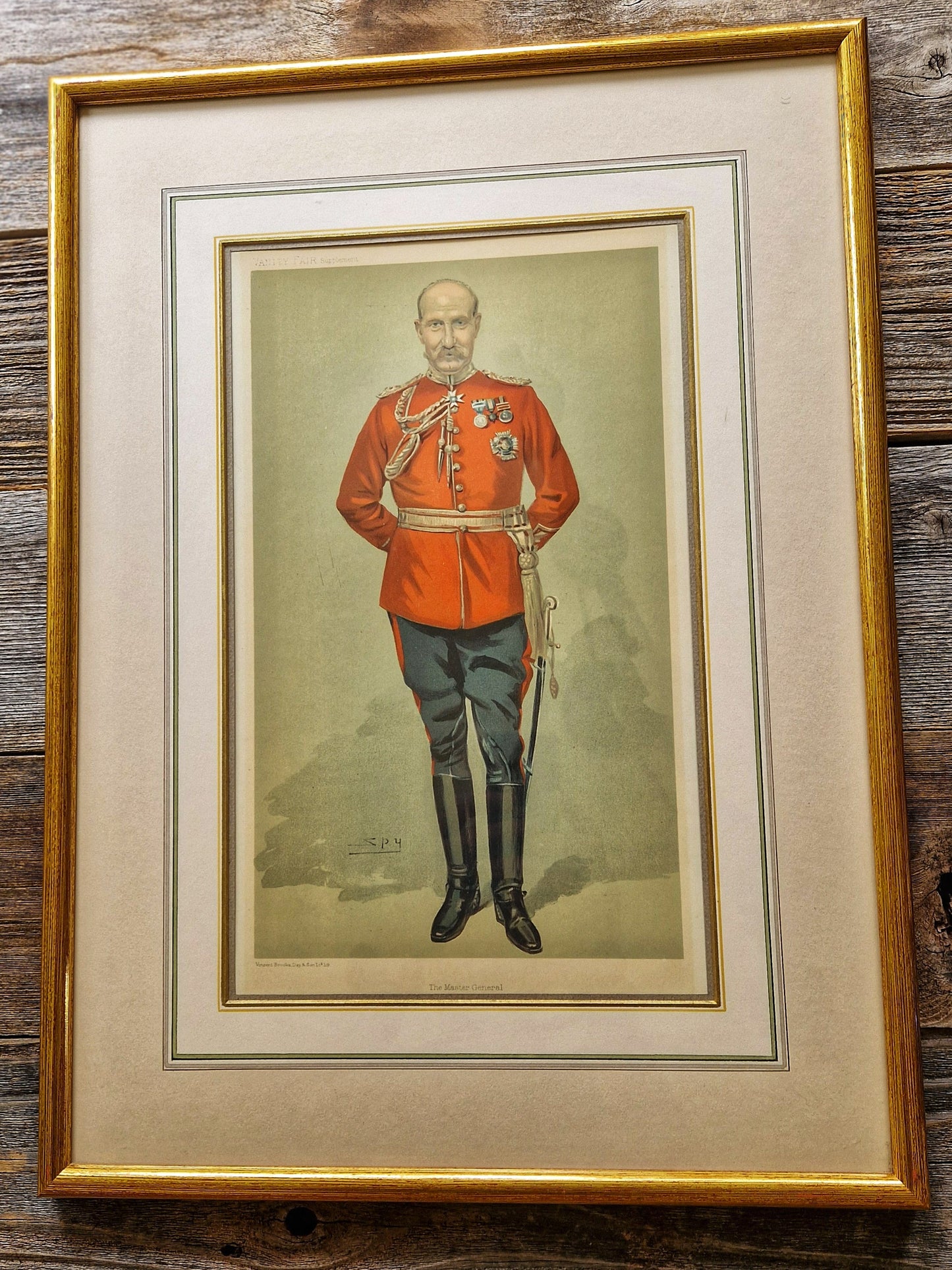 Authentic 1905 Framed Vanity Fair Spy Print – “The Master General” | Antique Color Lithograph