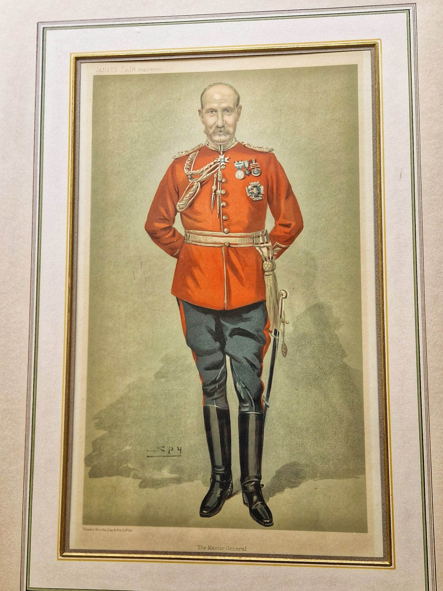 Authentic 1905 Framed Vanity Fair Spy Print – “The Master General” | Antique Color Lithograph