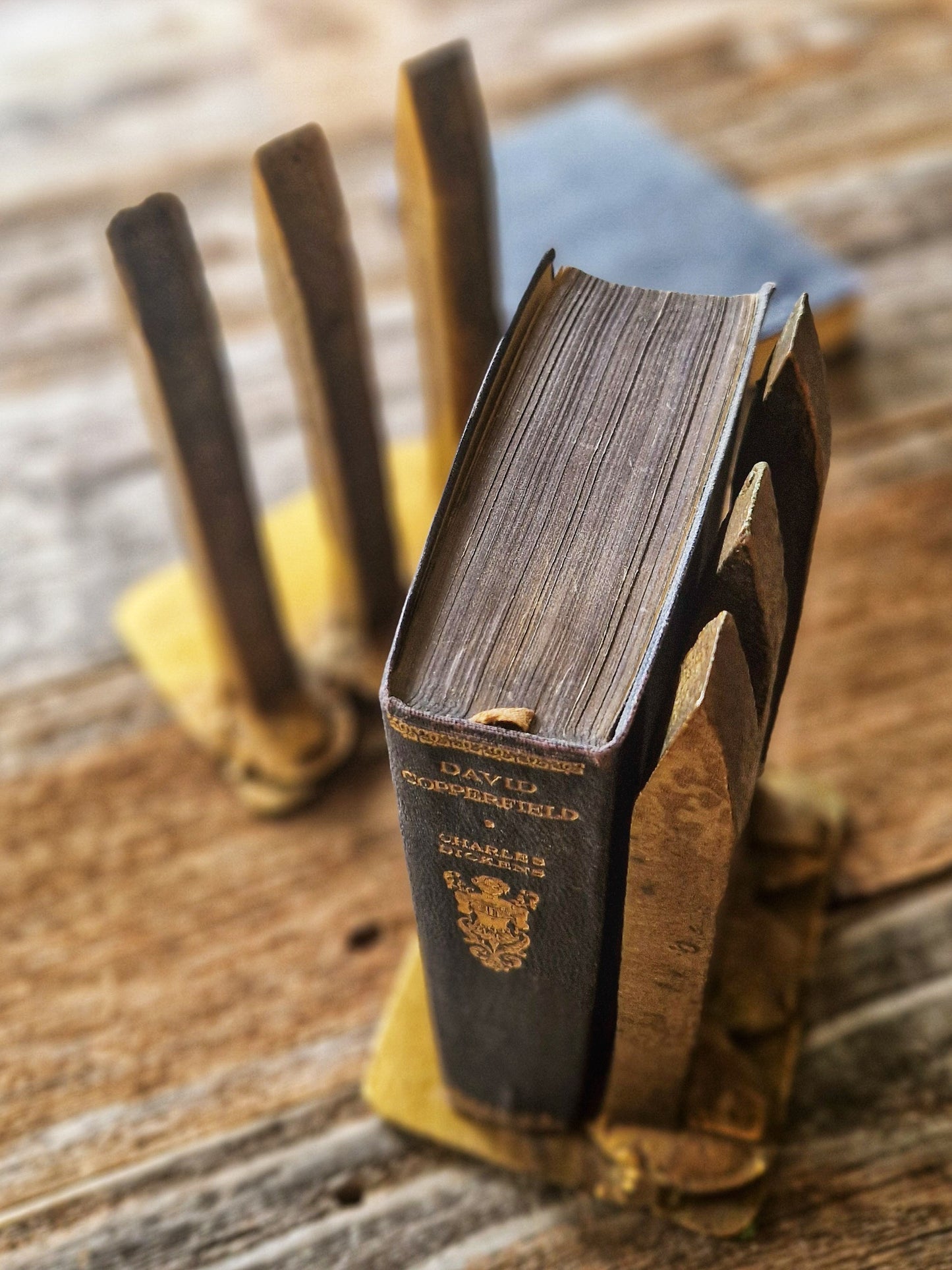 Unique Vintage Railroad Spike Bookends | Gold-Painted Steel & Brass Base