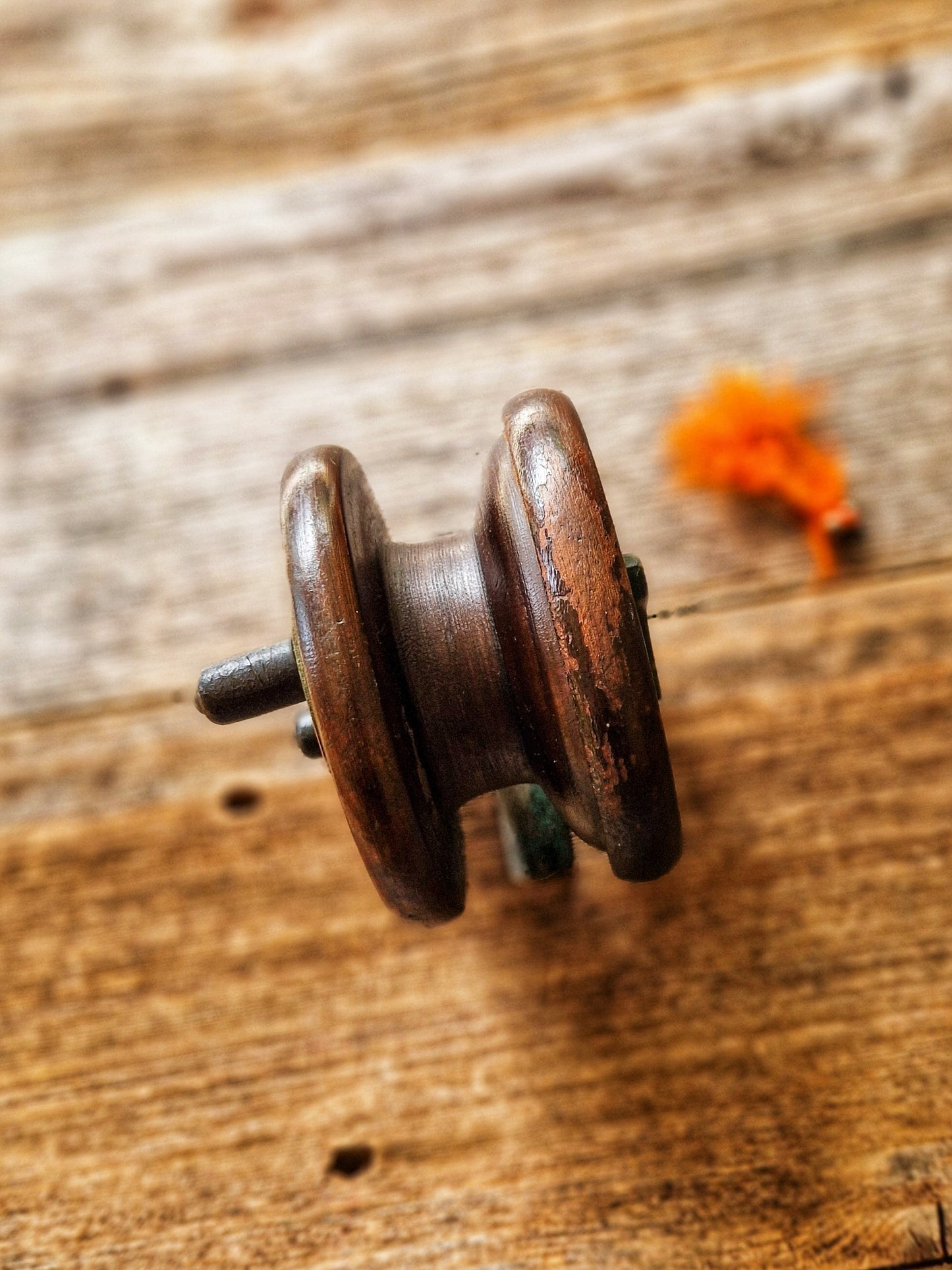 Striking Early 1900s Nottingham Fishing Reel | 3-1/2-inch Vintage Wood & Brass Reel