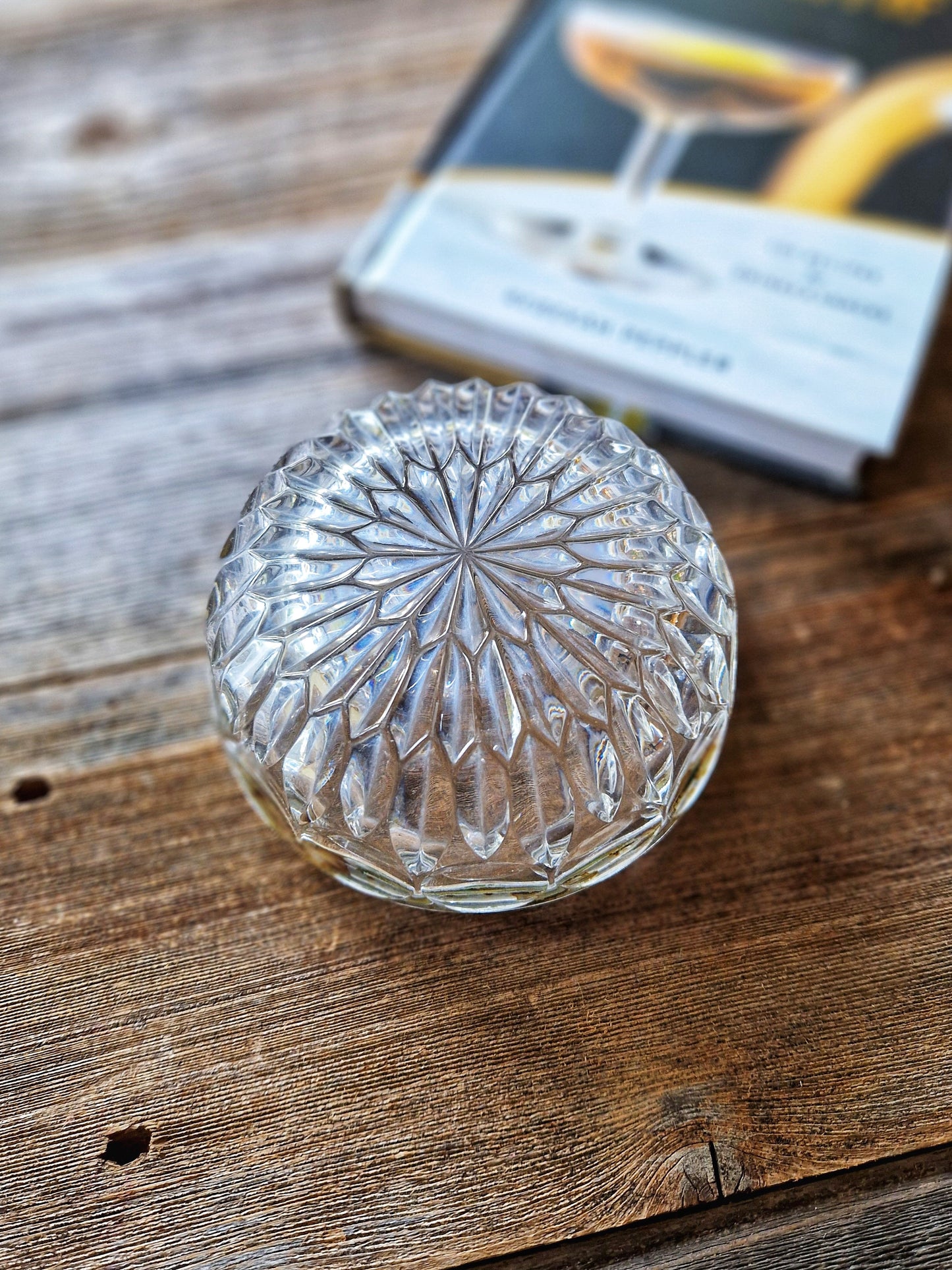 Mid-Century Glass Bowl with Silver Plate Rim | Vintage Bar Accessory