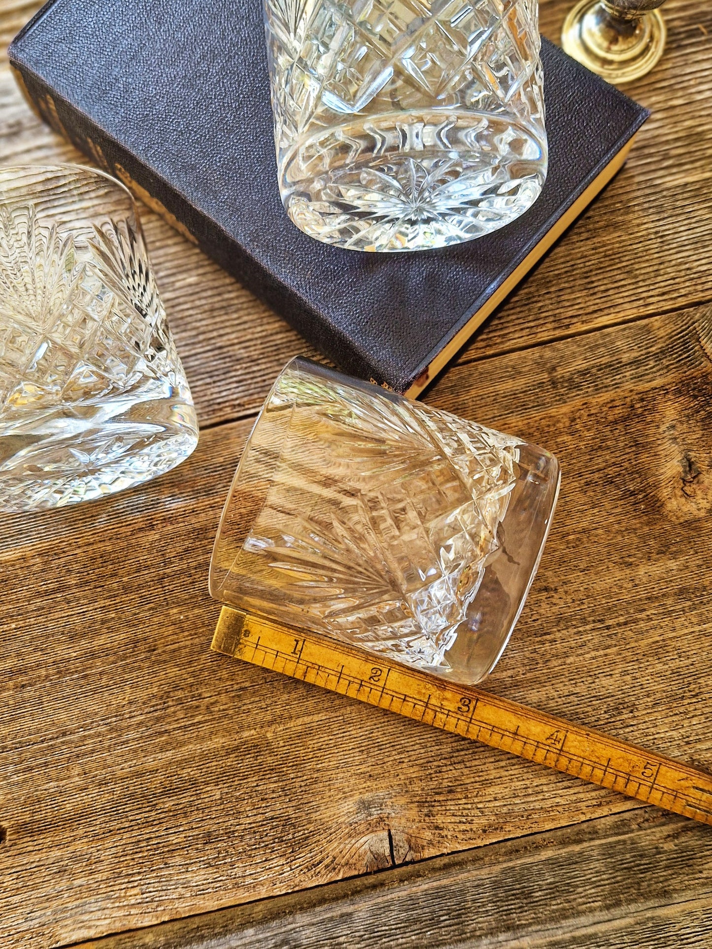 Trio of Royal Doulton Juno Crystal Tumblers | Set of 3 Vintage Whiskey Glasses