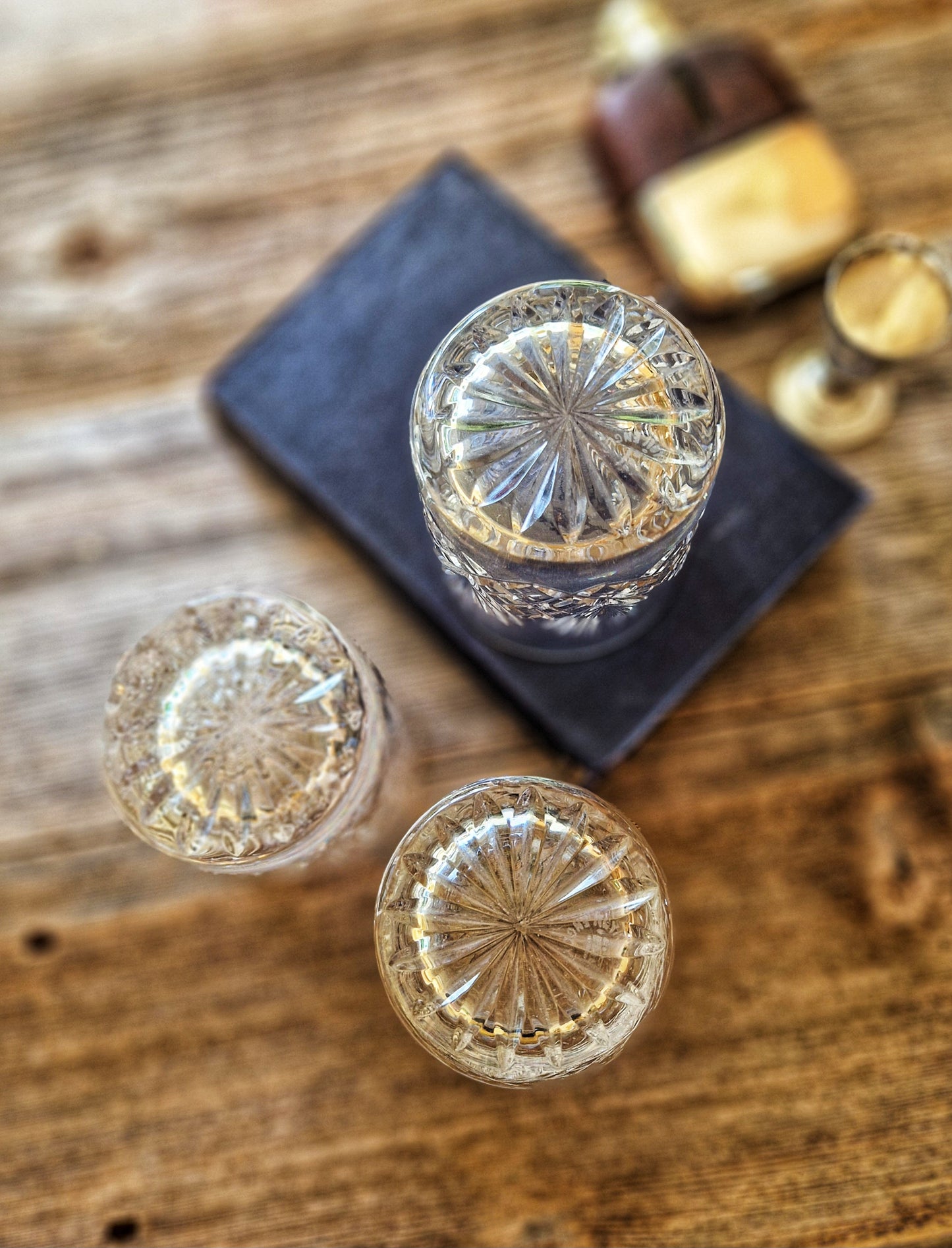 Trio of Royal Doulton Juno Crystal Tumblers | Set of 3 Vintage Whiskey Glasses