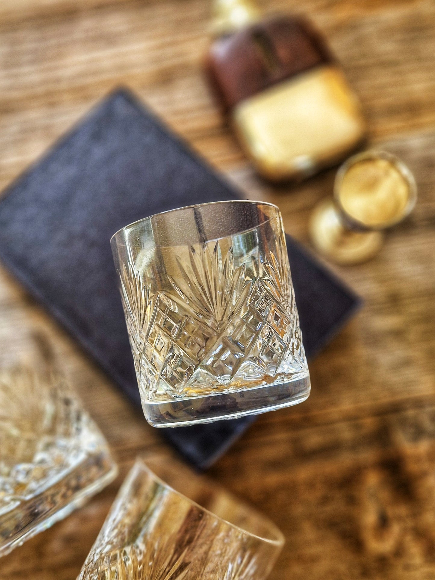 Trio of Royal Doulton Juno Crystal Tumblers | Set of 3 Vintage Whiskey Glasses