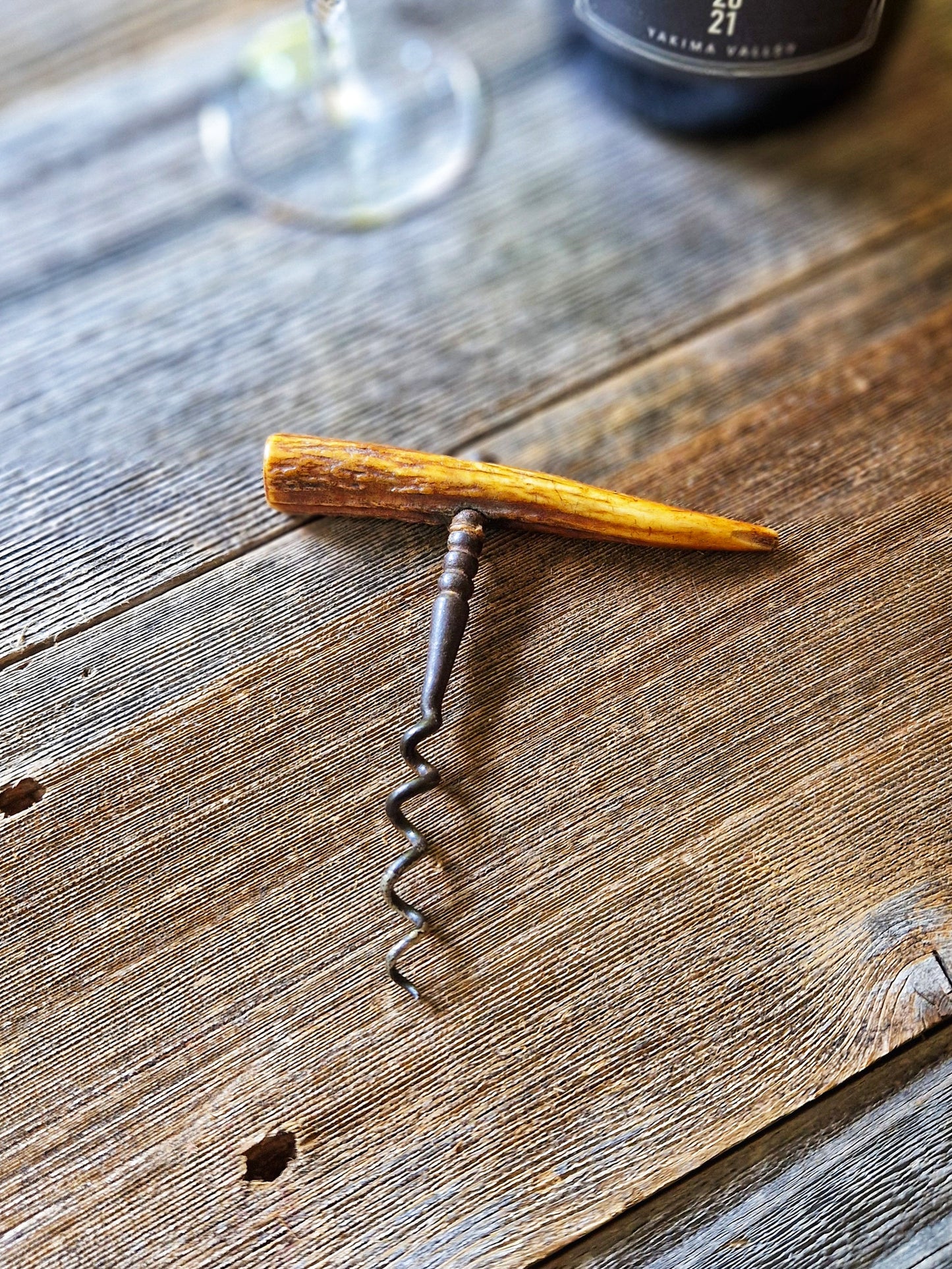 Striking Early 1900s Horn-Handled Corkscrew | Antique Barware
