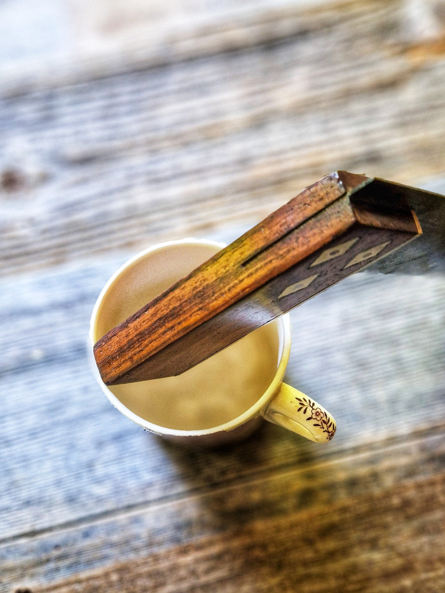 English Wood & Brass Try Square with Rosewood Handle & Diamond Inlays
