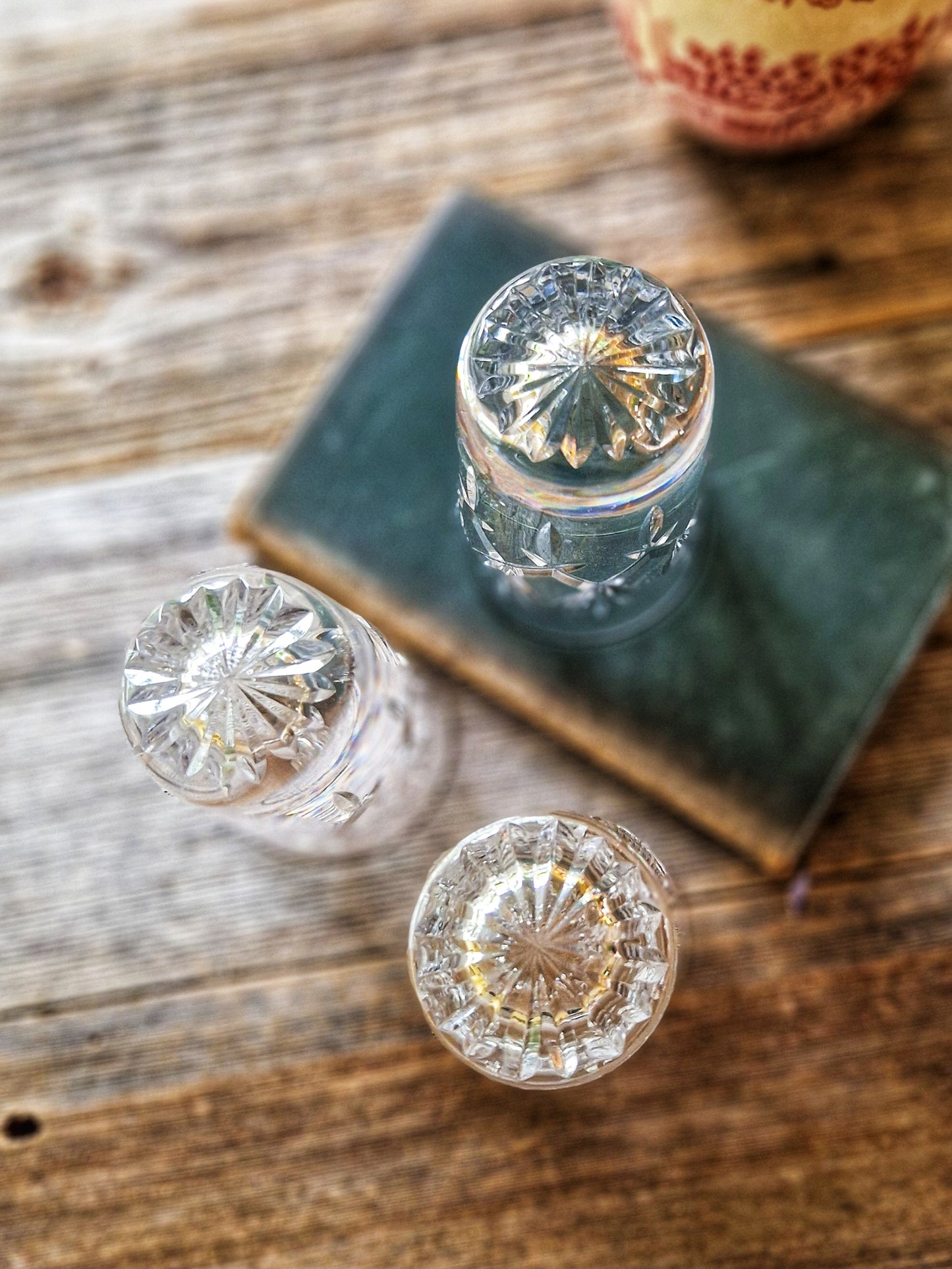 Set of 3 Royal Doulton Prince Charles Cut Crystal Tumblers | Vintage 3-3/4” Whiskey Glasses