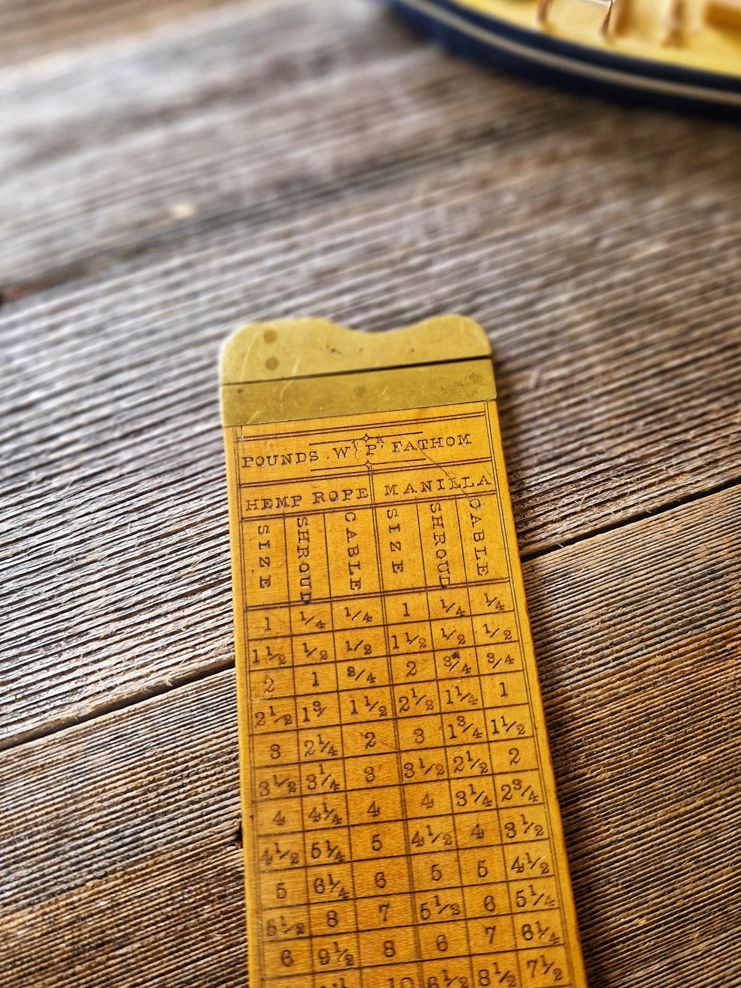 Victorian Boxwood and Brass Rope Gauge | Dual-Scale Nautical Measuring Tool from Late 1800s