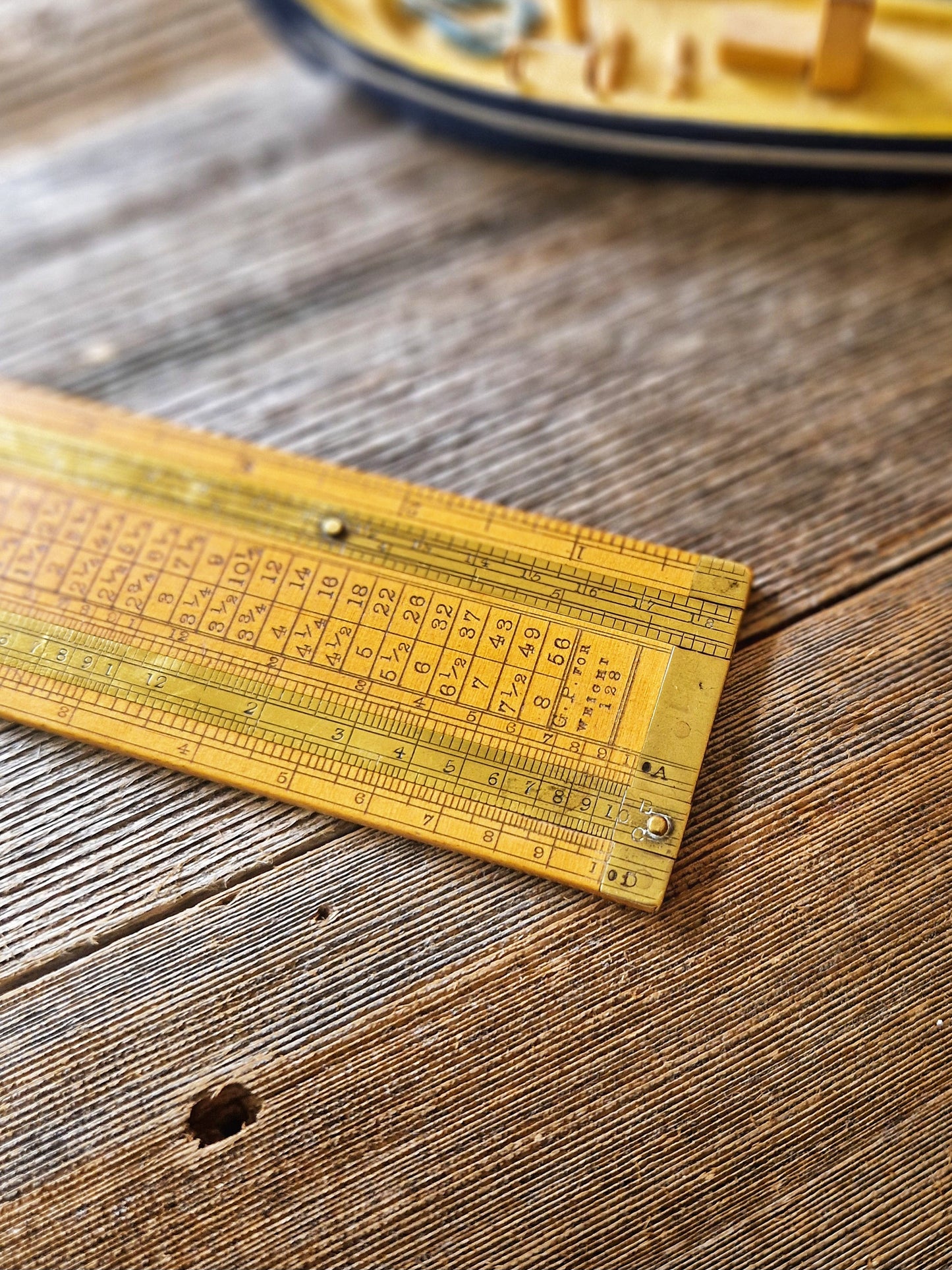 Victorian Boxwood and Brass Rope Gauge | Dual-Scale Nautical Measuring Tool from Late 1800s
