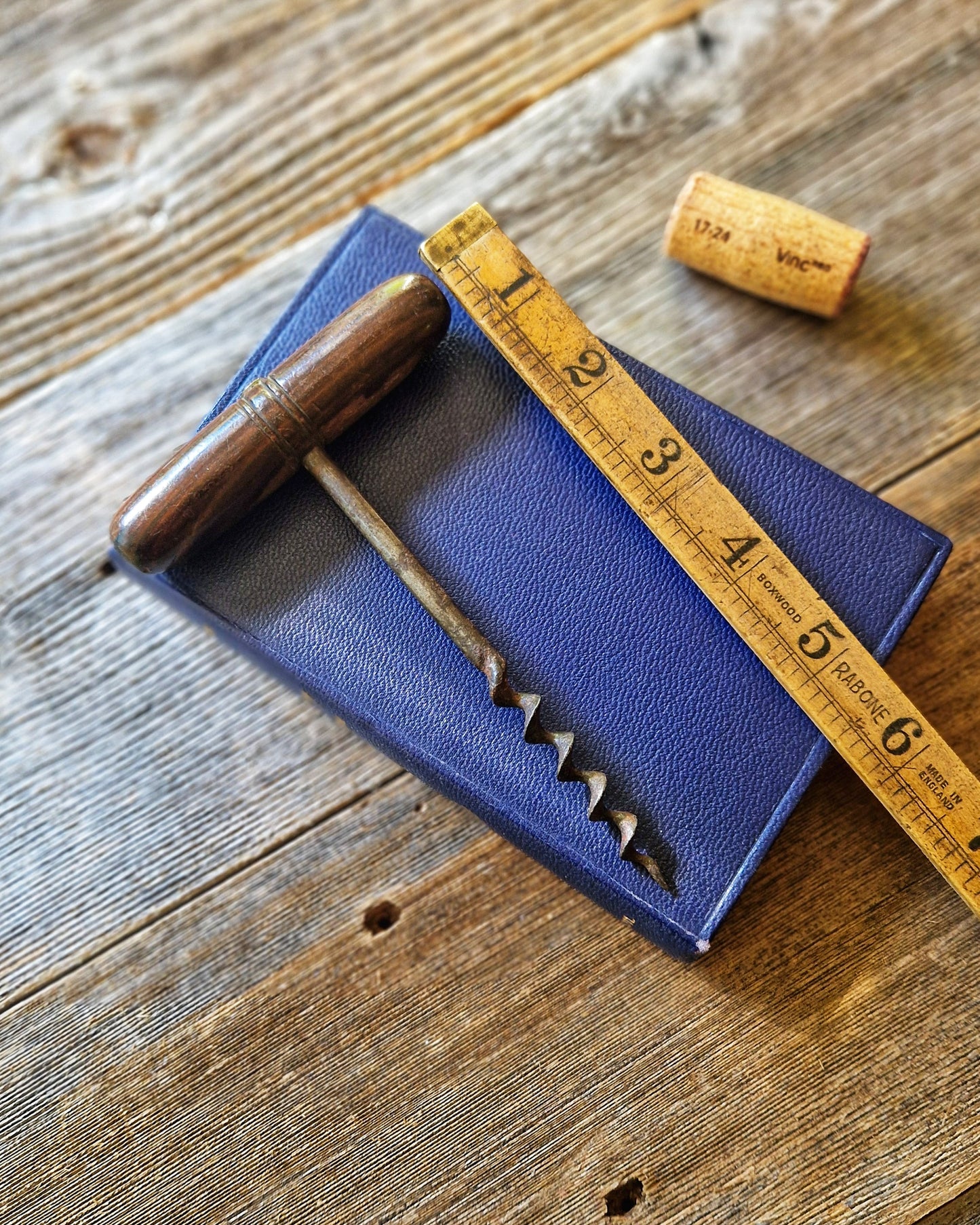 English Antique Barrel-style Wood Corkscrew | Victorian Wine Collectible