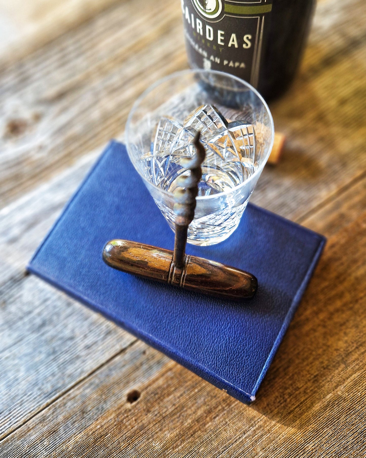 English Antique Barrel-style Wood Corkscrew | Victorian Wine Collectible