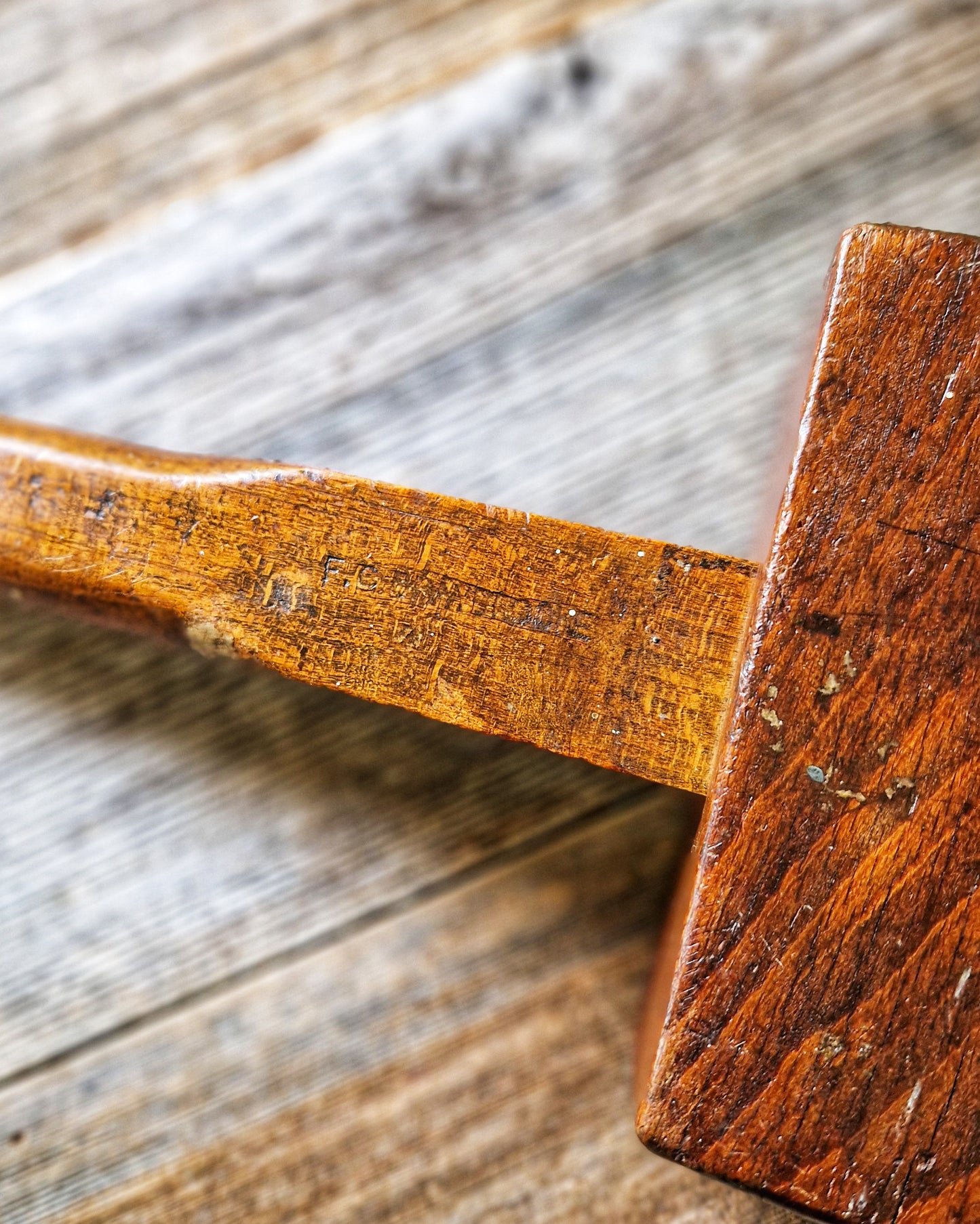 Antique English Joiner’s Mallet, Carpentry Tool | Rustic Workshop Decor