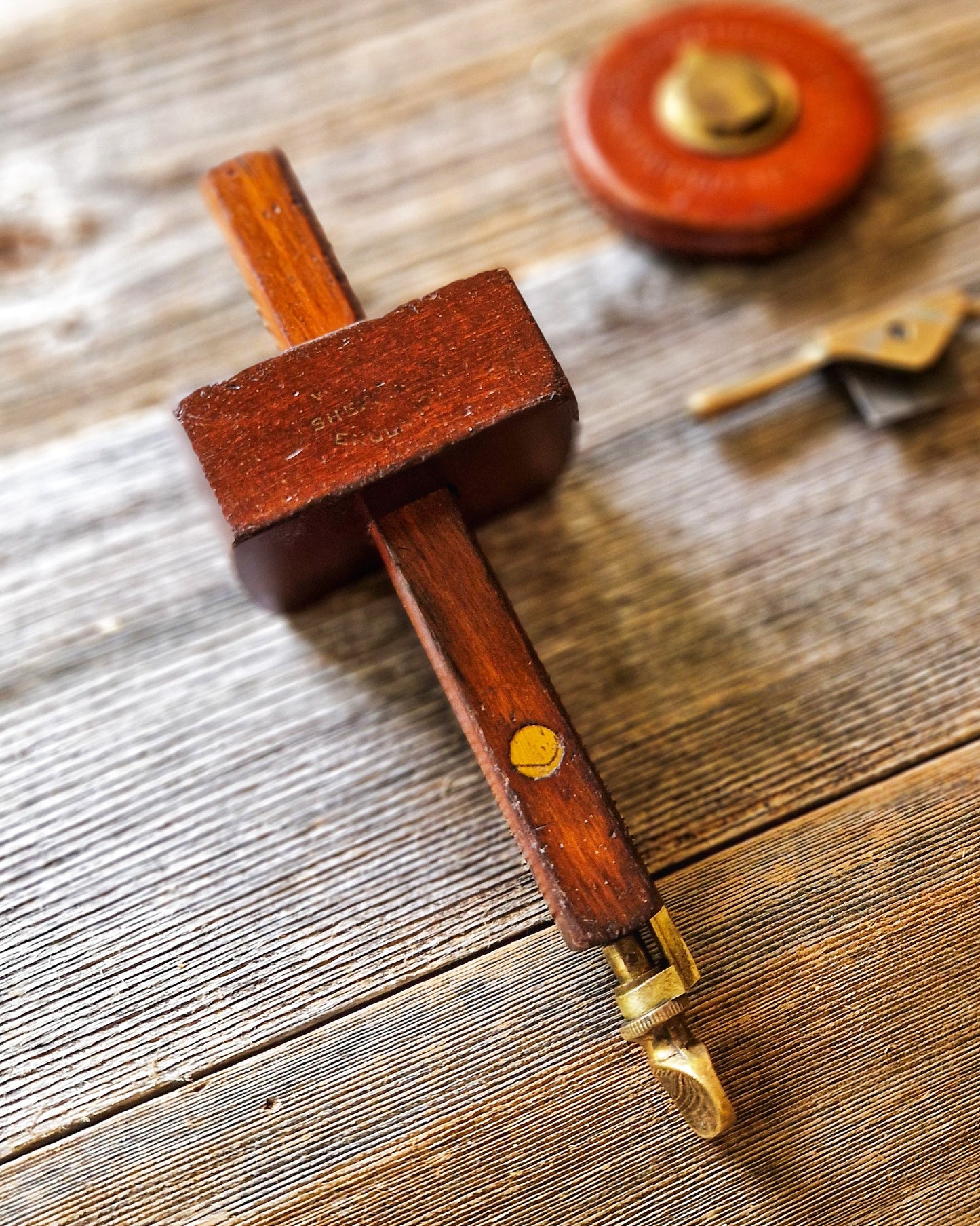 Vintage Marples Rosewood & Brass Mortise Gauge | Early 1900s Woodworking Tool