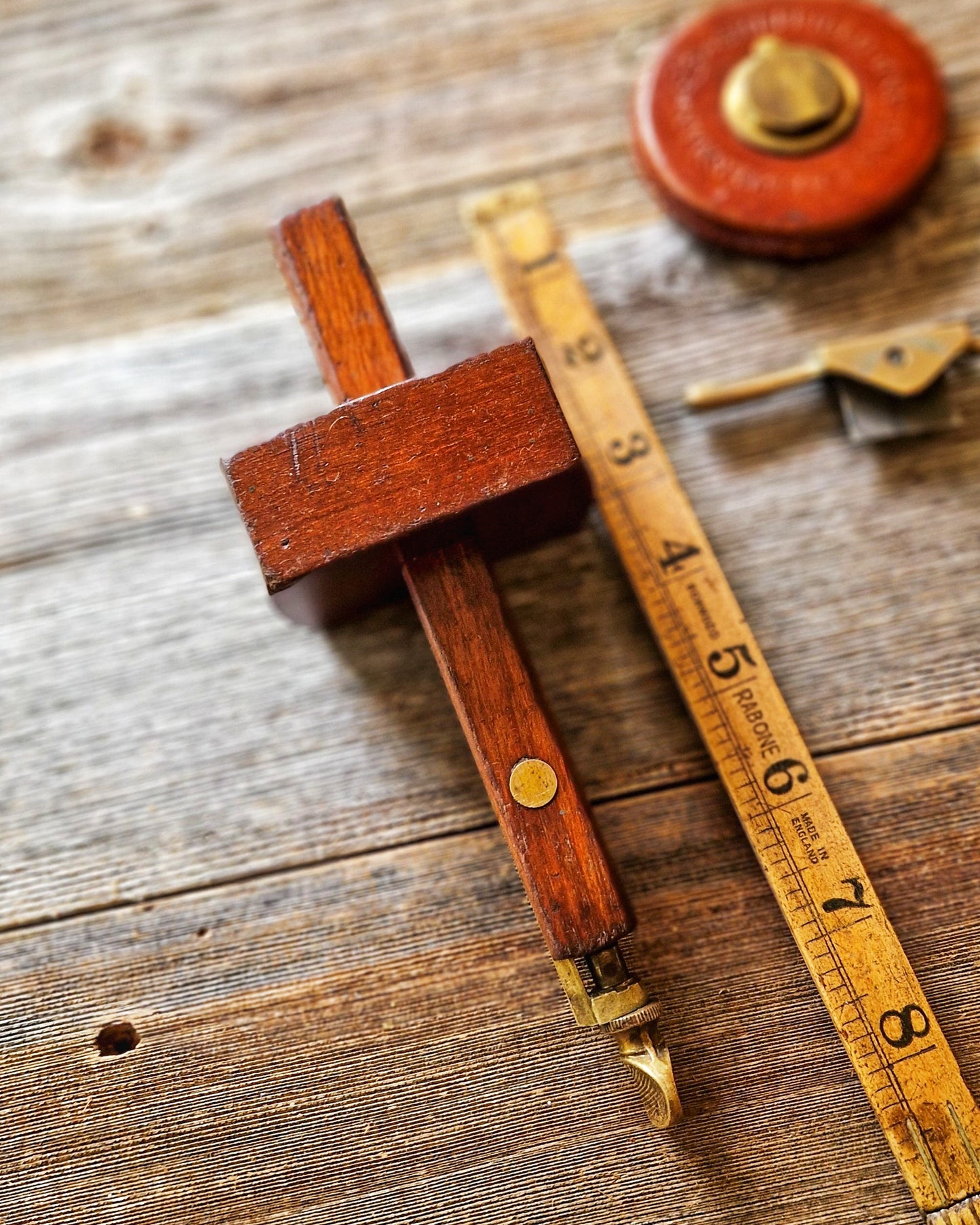 Vintage Marples Rosewood & Brass Mortise Gauge | Early 1900s Woodworking Tool