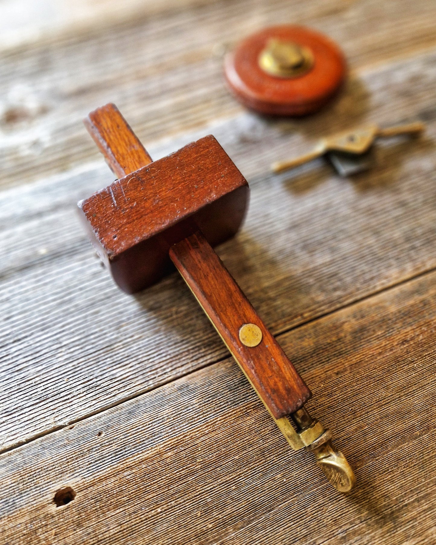 Vintage Marples Rosewood & Brass Mortise Gauge | Early 1900s Woodworking Tool