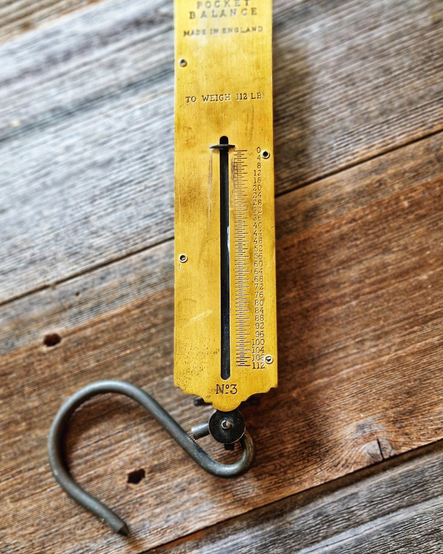 Sturdy Salter Pocket Balance Scale, 112 lb. No. 3 Model | Brass Face with Mint Green Backplate