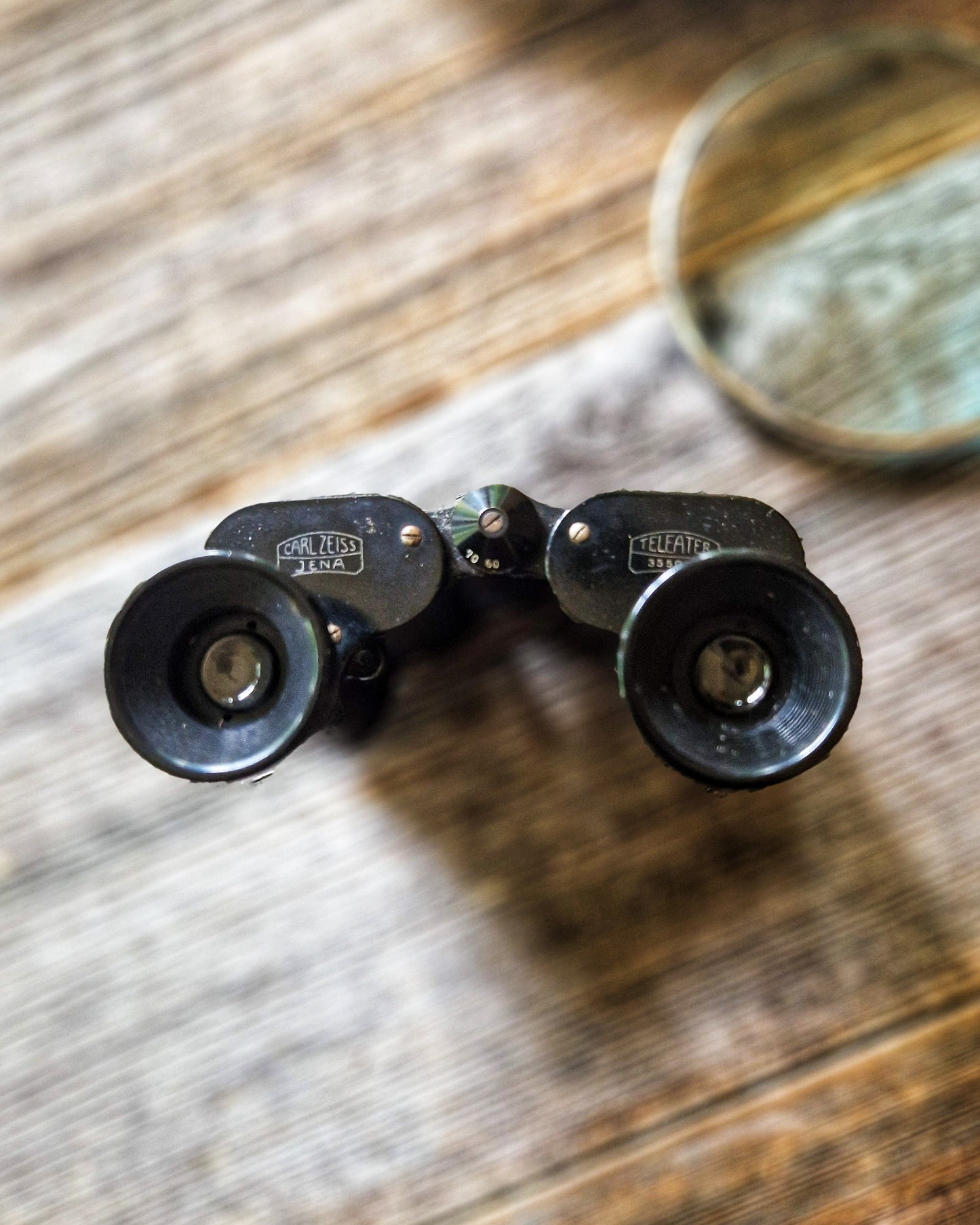1920s Zeiss Jena Teleater 3x Binoculars in Monogrammed Leather Case by C.W. Dixey, London