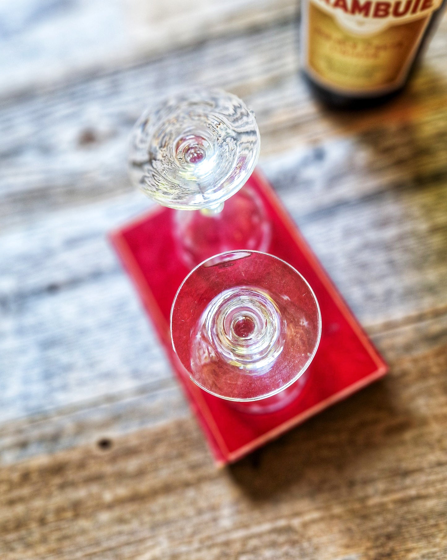 Pair of English Hand-Blown Port Glasses from Mid-1800s | Starburst Design, Victorian Antique Barware