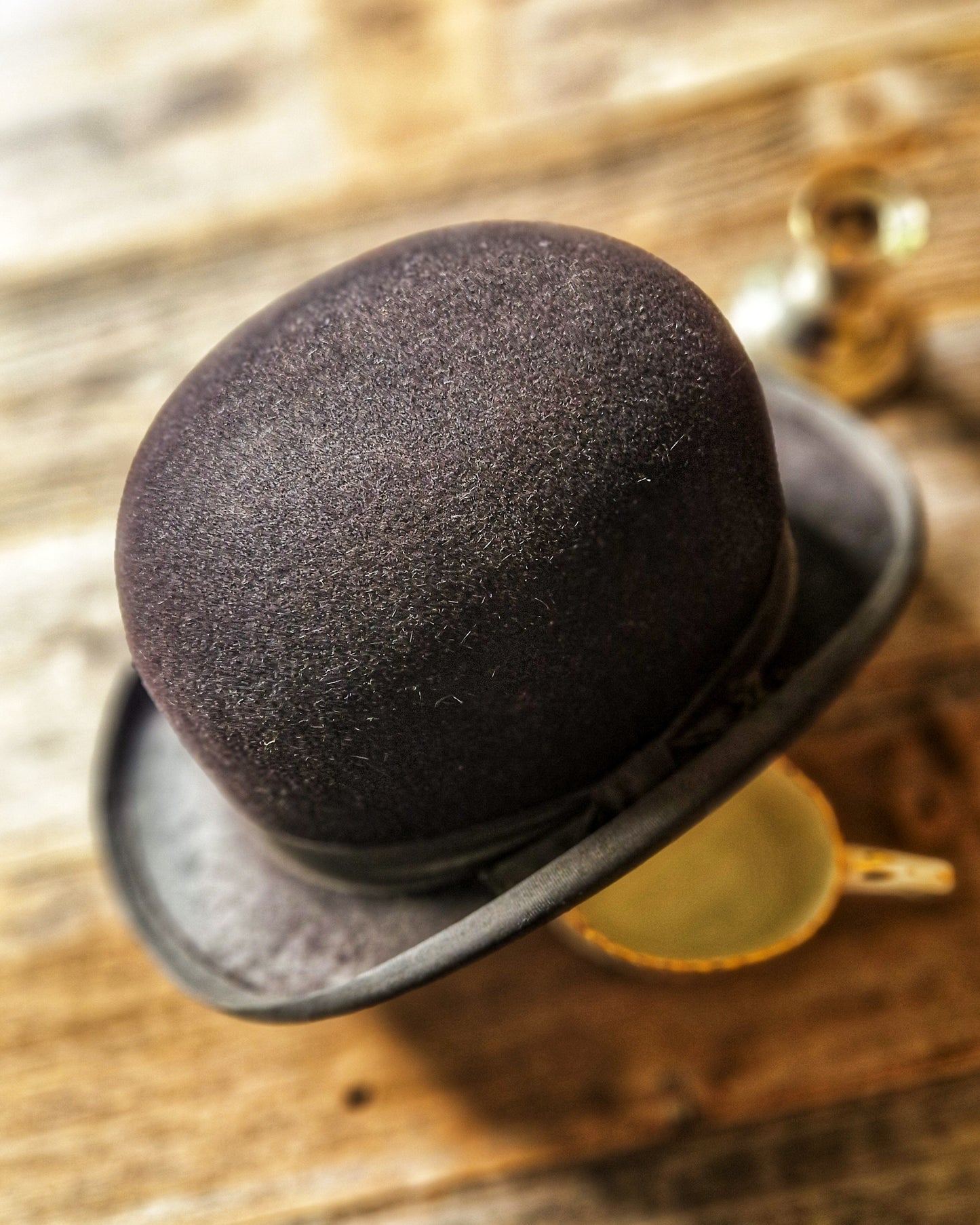 Classic Vintage Bowler Hat (“Coke”) by Lock & Co. of London | 1950-1970 Hard Felt Hat with Satin Lining and Monogram