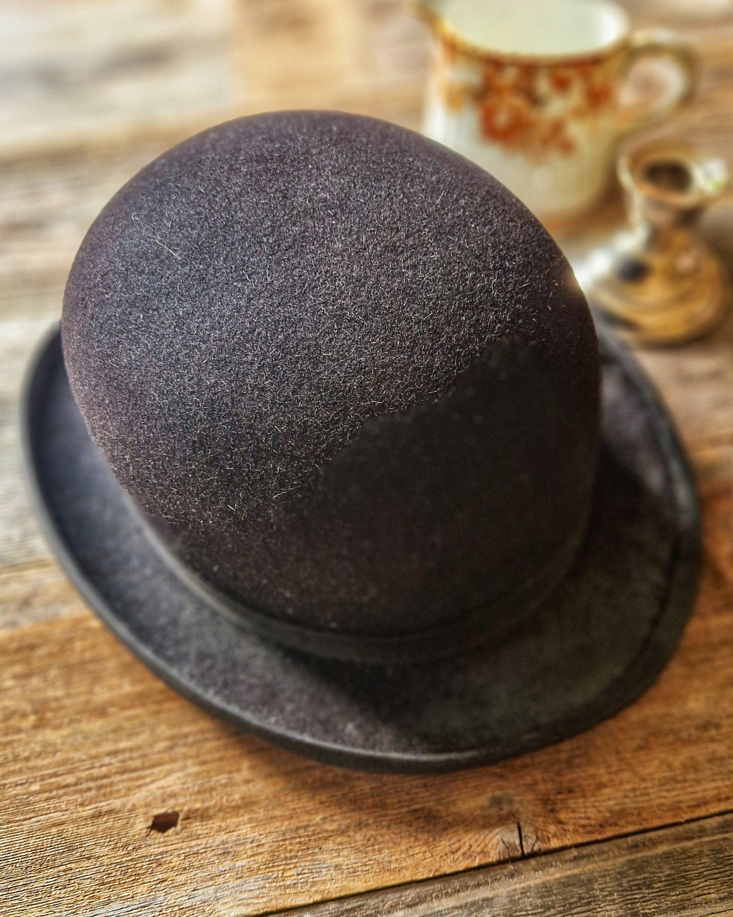 Classic Vintage Bowler Hat (“Coke”) by Lock & Co. of London | 1950-1970 Hard Felt Hat with Satin Lining and Monogram